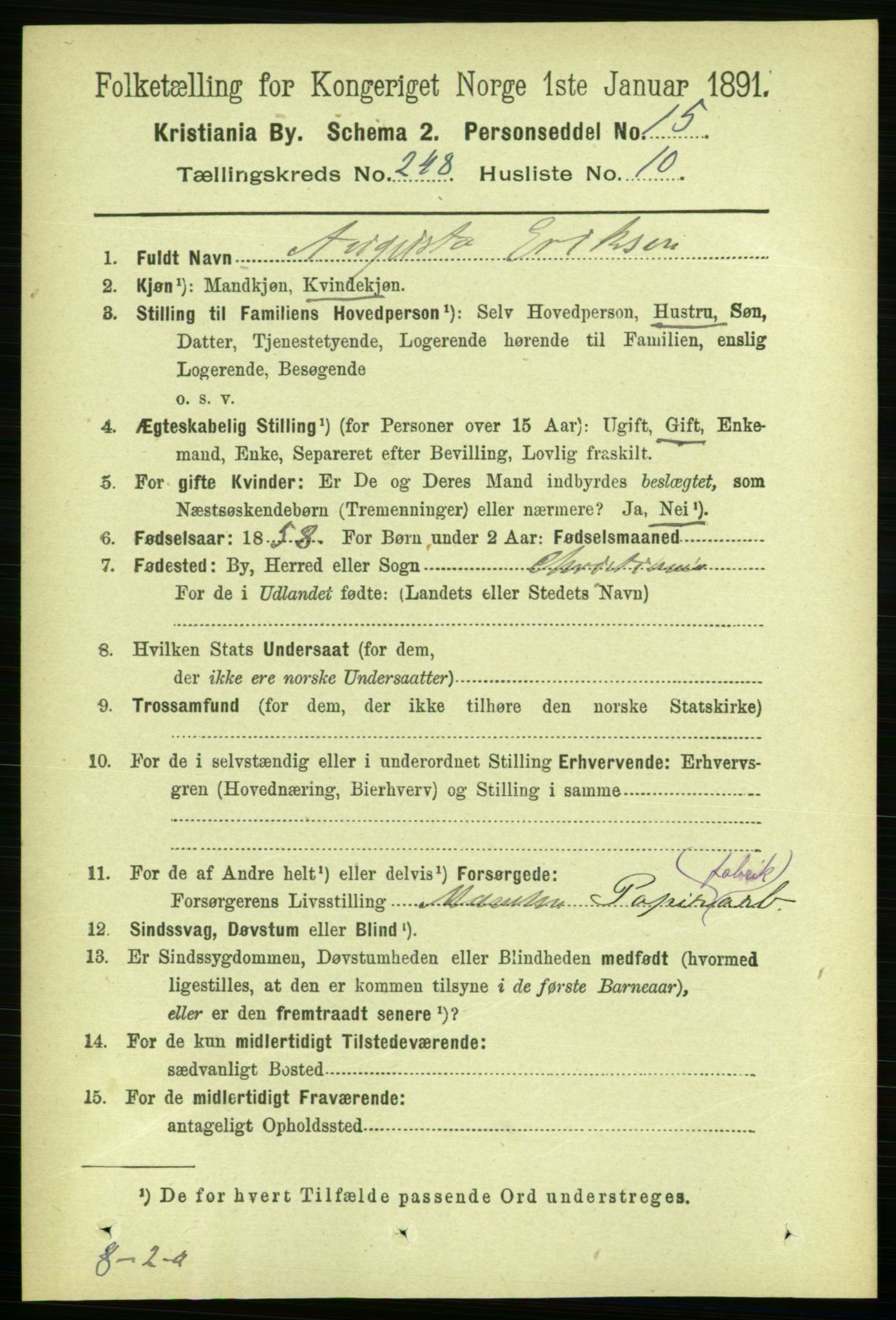 RA, 1891 census for 0301 Kristiania, 1891, p. 151499