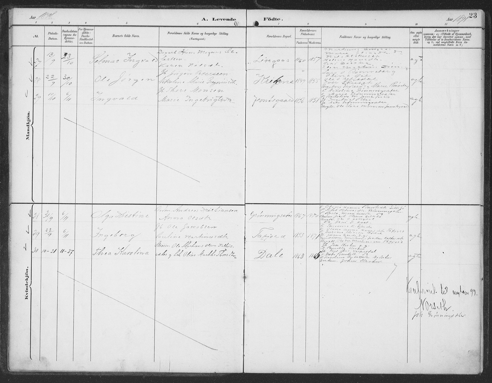 Ministerialprotokoller, klokkerbøker og fødselsregistre - Møre og Romsdal, AV/SAT-A-1454/519/L0256: Parish register (official) no. 519A15, 1895-1912, p. 23