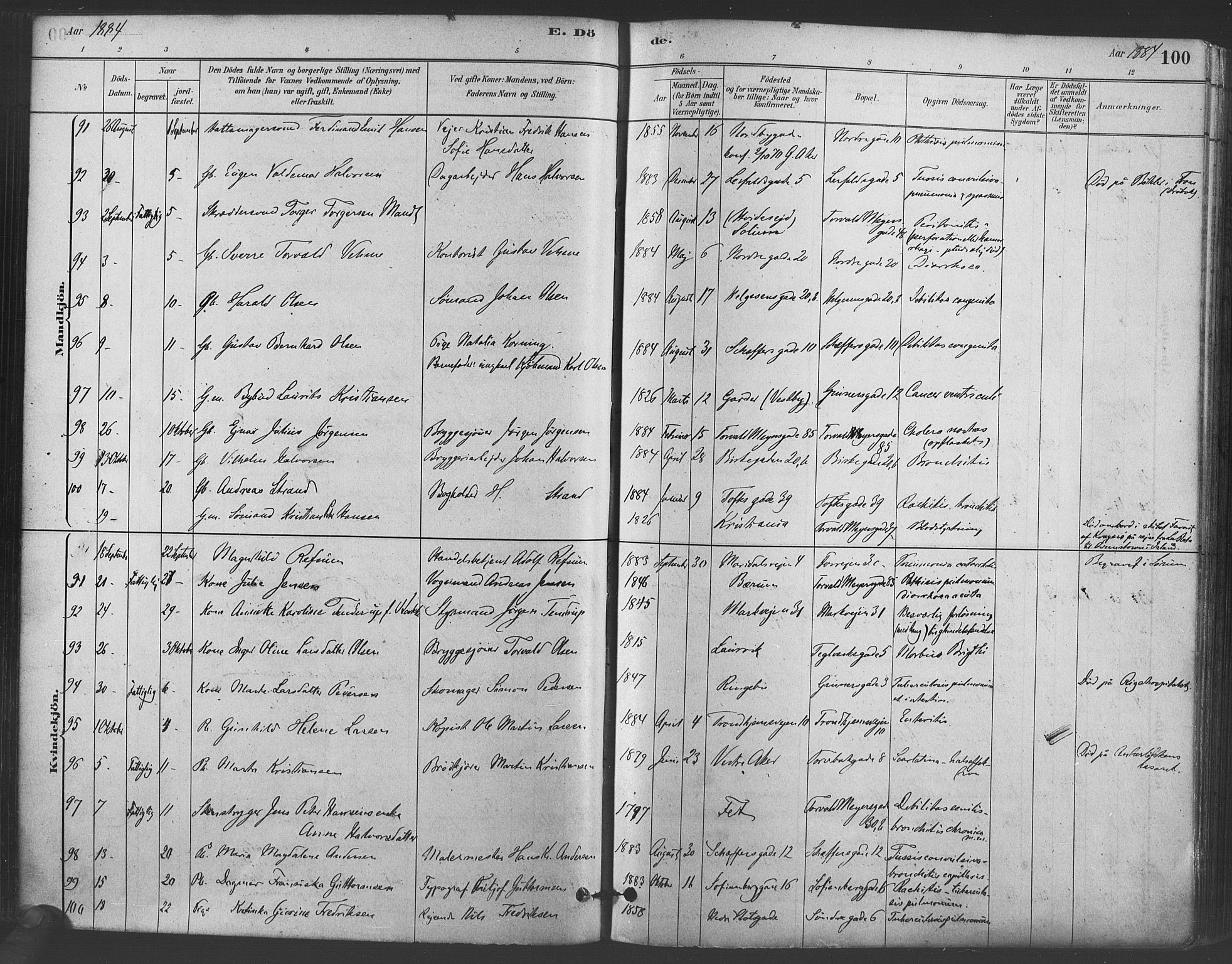 Paulus prestekontor Kirkebøker, AV/SAO-A-10871/F/Fa/L0005: Parish register (official) no. 5, 1879-1889, p. 100