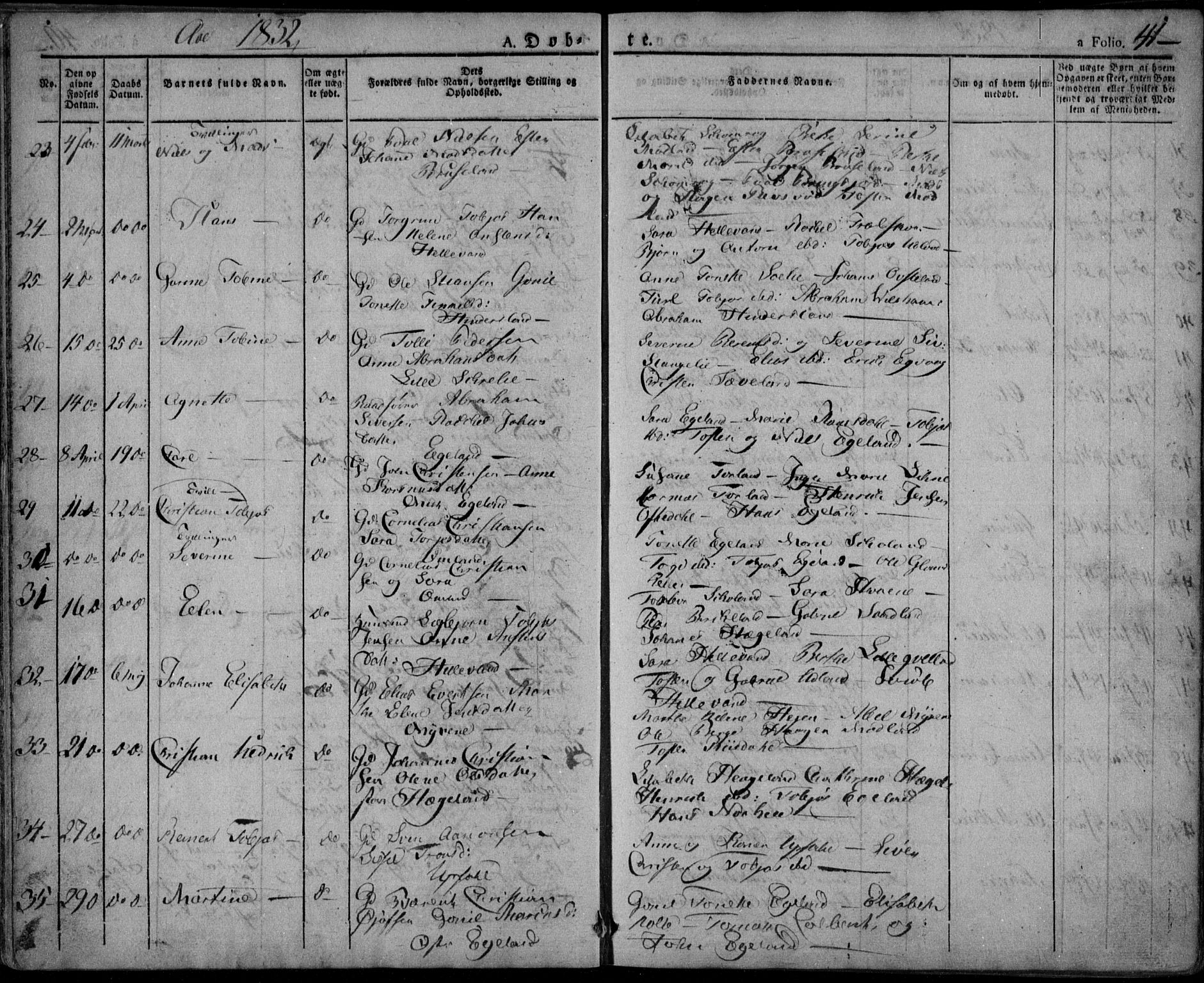 Lyngdal sokneprestkontor, AV/SAK-1111-0029/F/Fa/Fac/L0007: Parish register (official) no. A 7, 1825-1838, p. 41