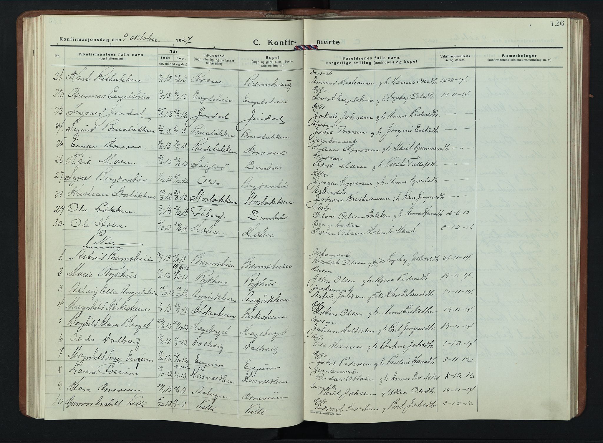 Dovre prestekontor, AV/SAH-PREST-066/H/Ha/Hab/L0004: Parish register (copy) no. 4, 1926-1949, p. 126