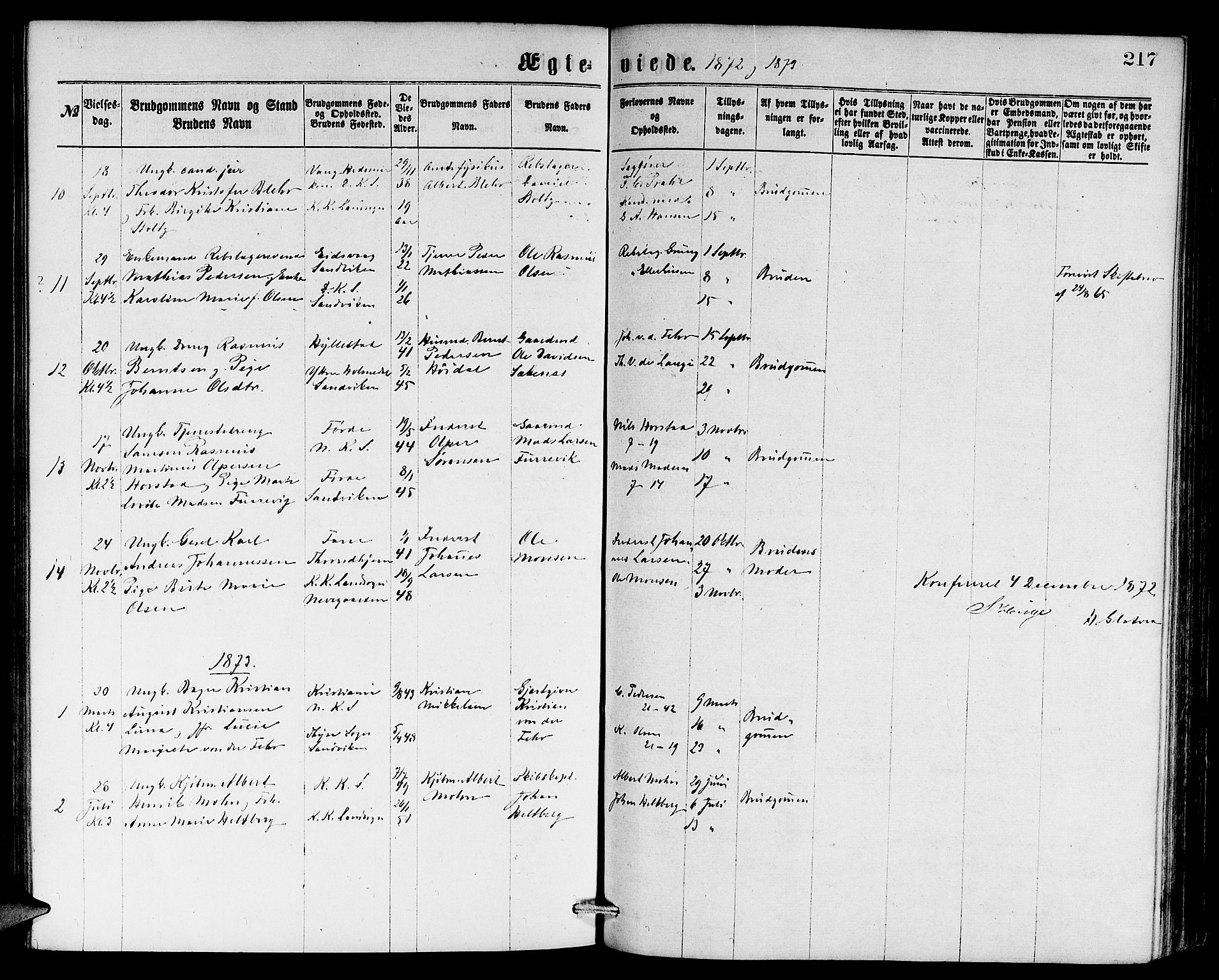 Sandviken Sokneprestembete, SAB/A-77601/H/Hb: Parish register (copy) no. A 1, 1867-1879, p. 217