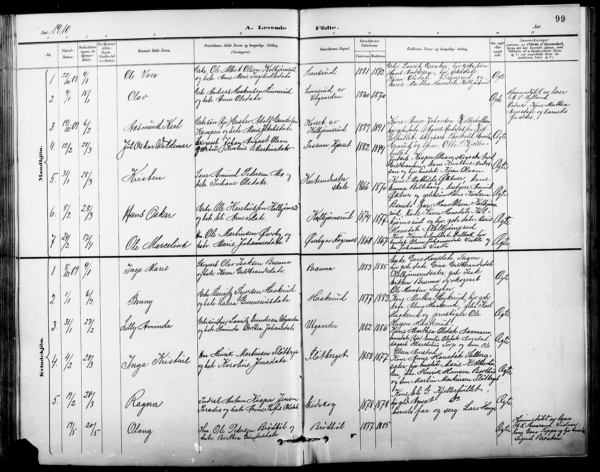 Vinger prestekontor, AV/SAH-PREST-024/H/Ha/Hab/L0004: Parish register (copy) no. 4, 1895-1920, p. 99