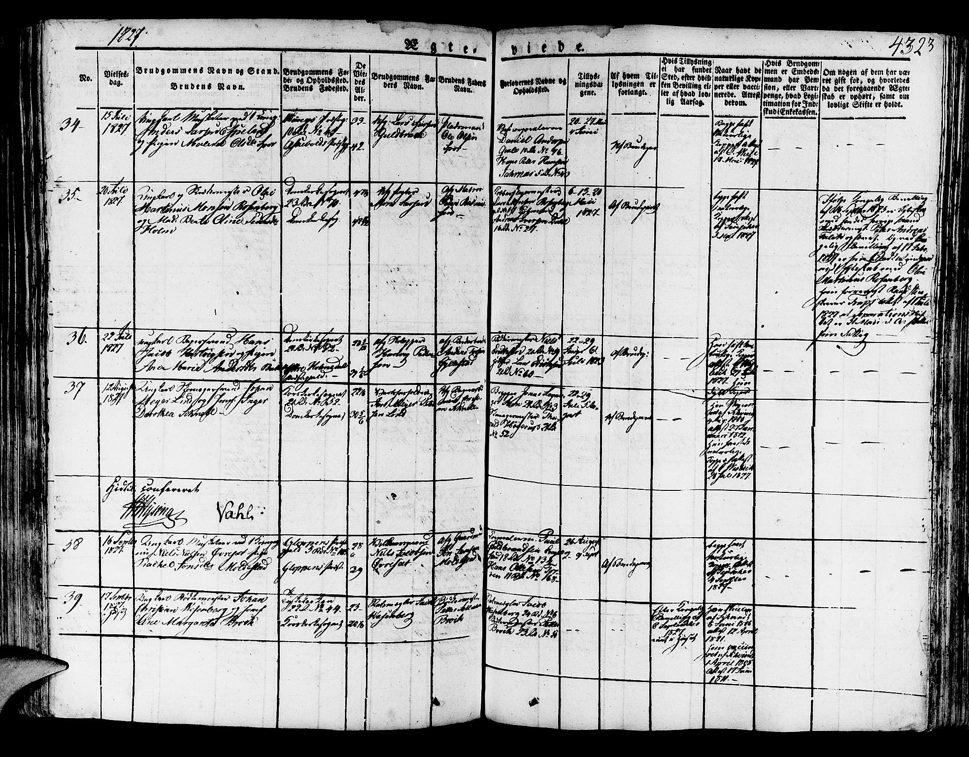 Korskirken sokneprestembete, SAB/A-76101/H/Haa/L0014: Parish register (official) no. A 14, 1823-1835, p. 432