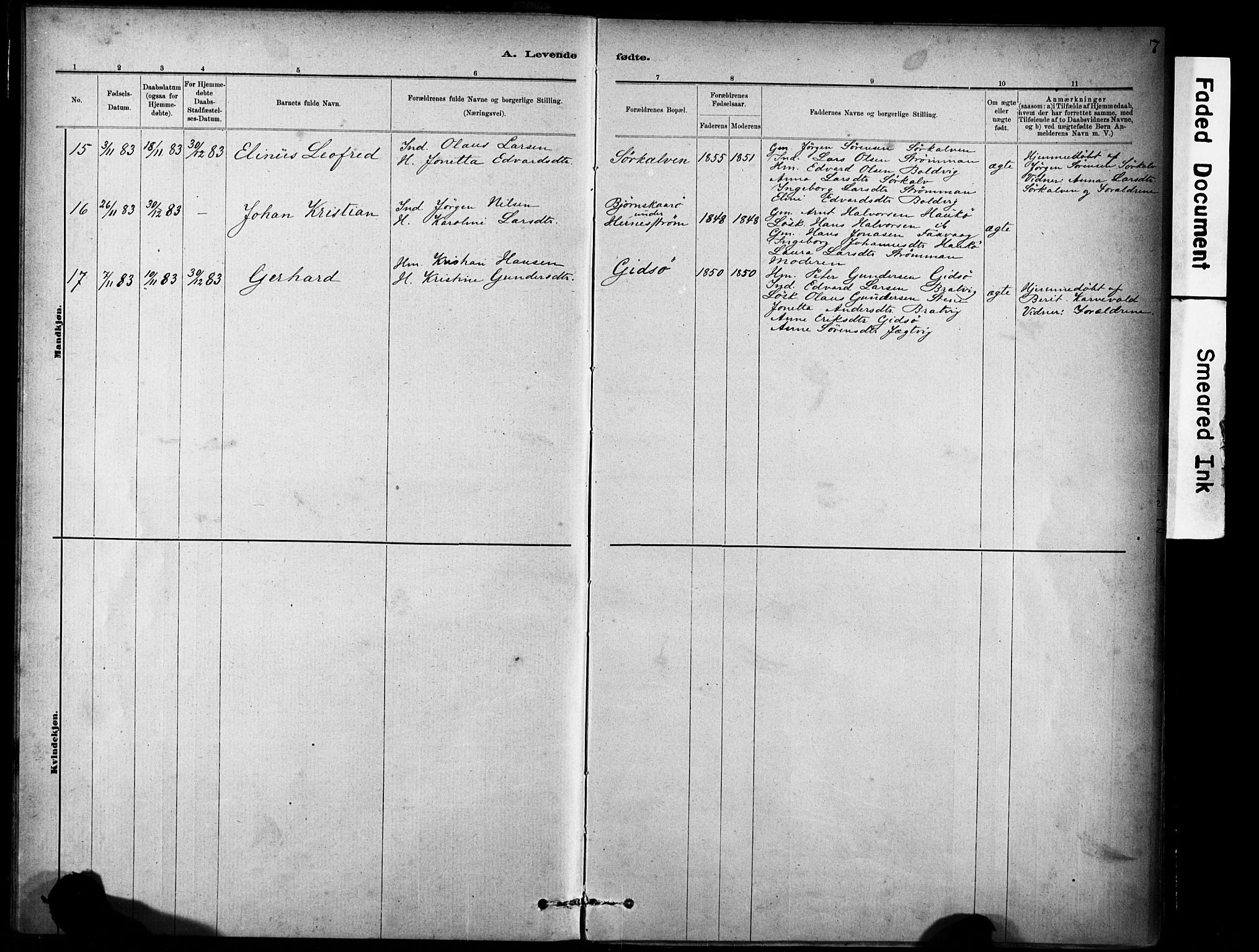 Ministerialprotokoller, klokkerbøker og fødselsregistre - Sør-Trøndelag, SAT/A-1456/635/L0551: Parish register (official) no. 635A01, 1882-1899, p. 7