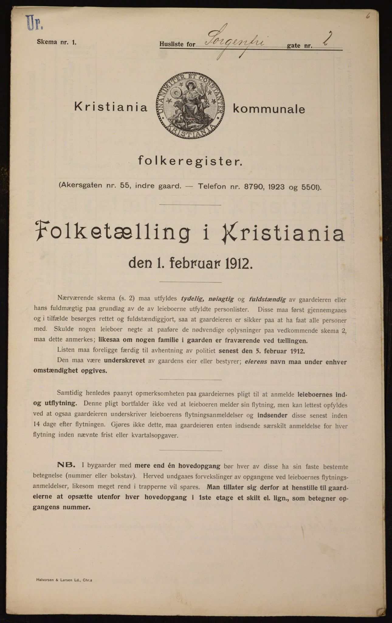 OBA, Municipal Census 1912 for Kristiania, 1912, p. 100086