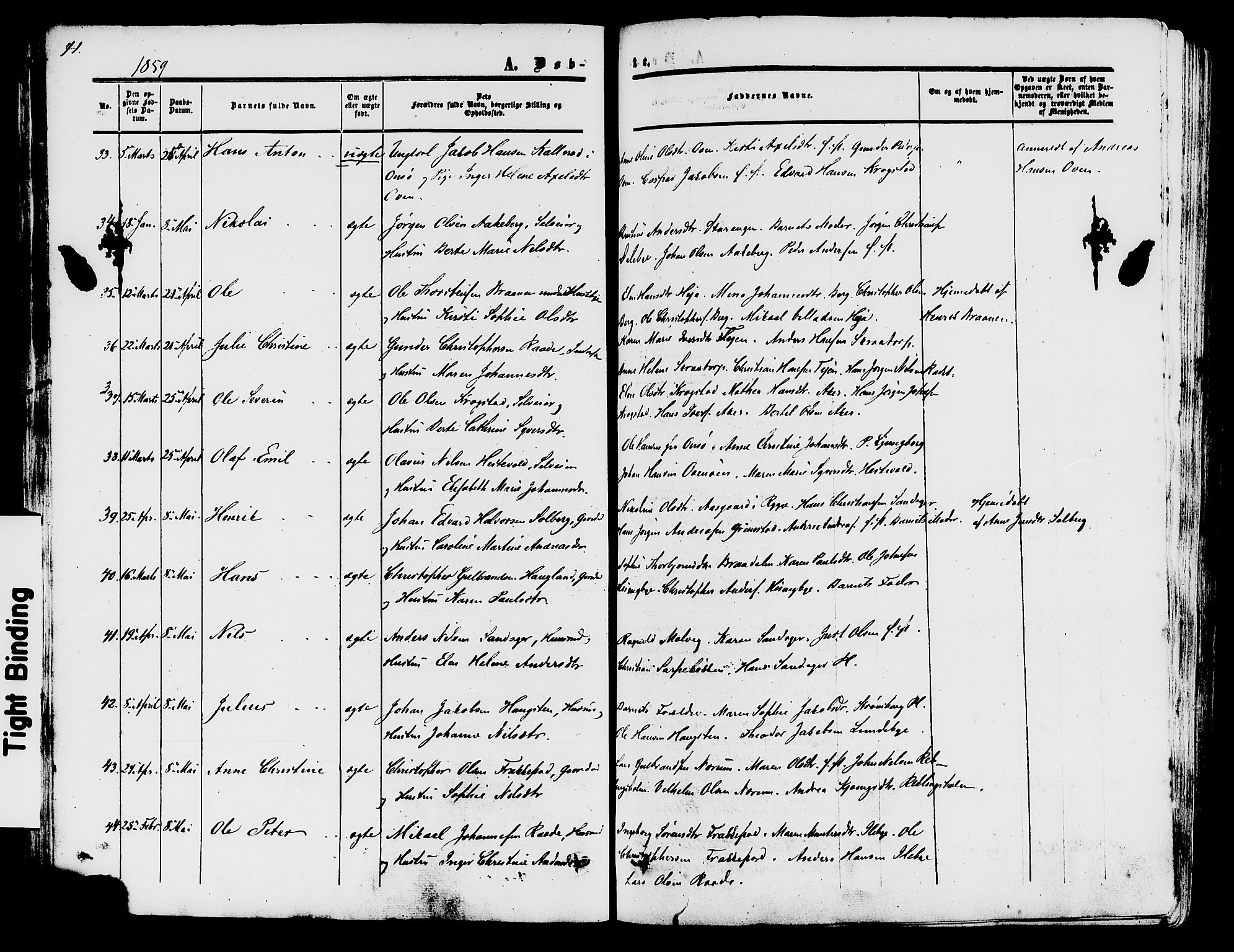 Råde prestekontor kirkebøker, AV/SAO-A-2009/F/Fa/L0006: Parish register (official) no. 6, 1854-1877, p. 41