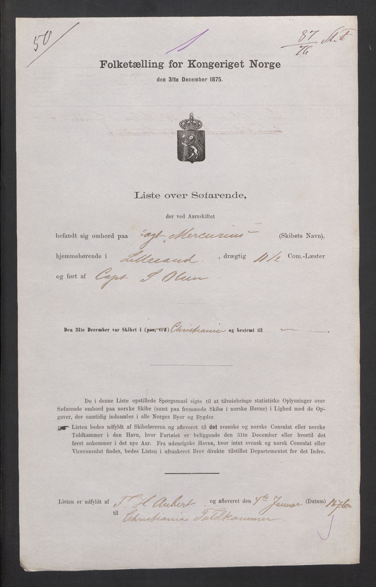 RA, 1875 census, lists of crew on ships: Ships in domestic ports, 1875, p. 373