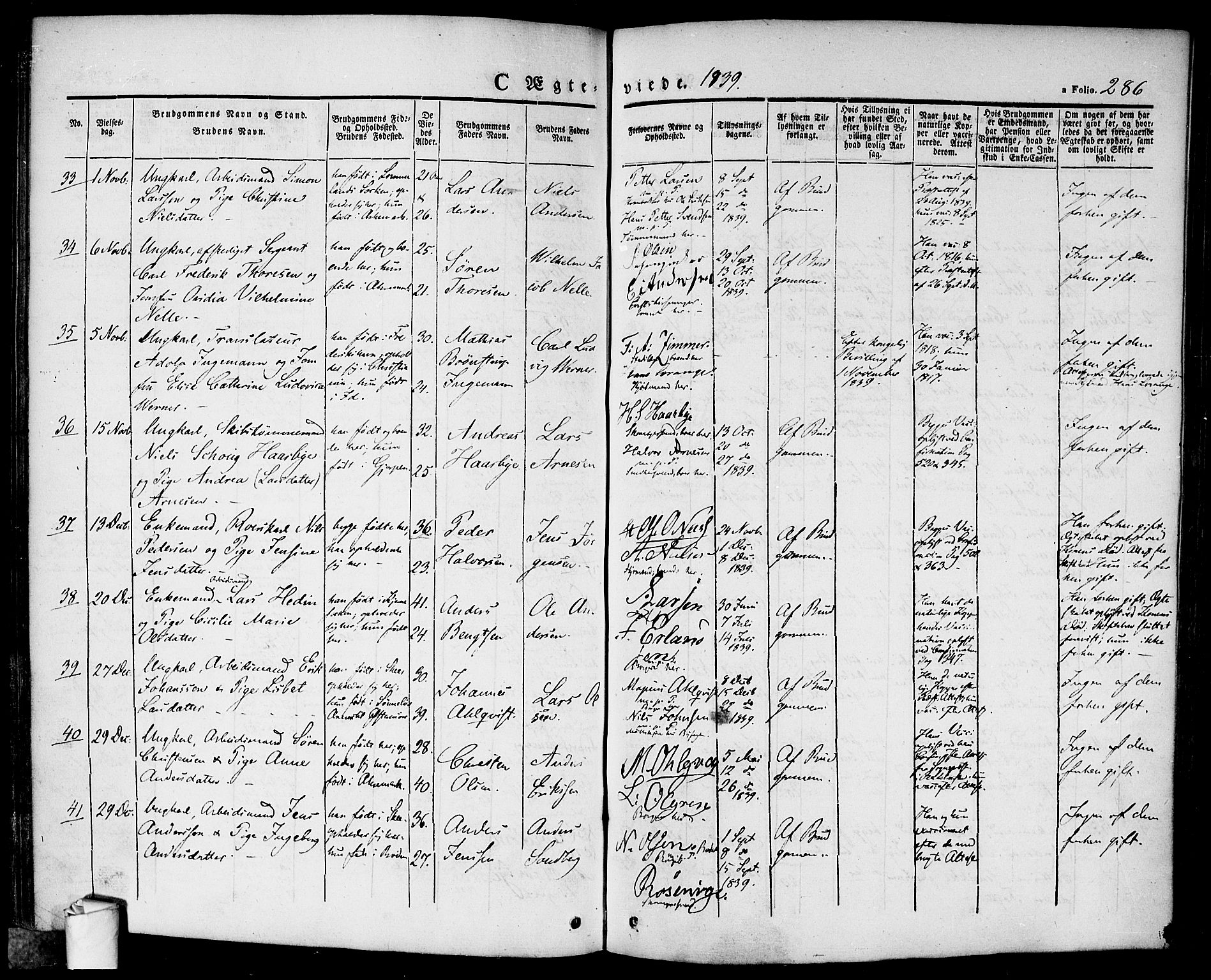 Halden prestekontor Kirkebøker, AV/SAO-A-10909/F/Fa/L0005: Parish register (official) no. I 5, 1834-1845, p. 286