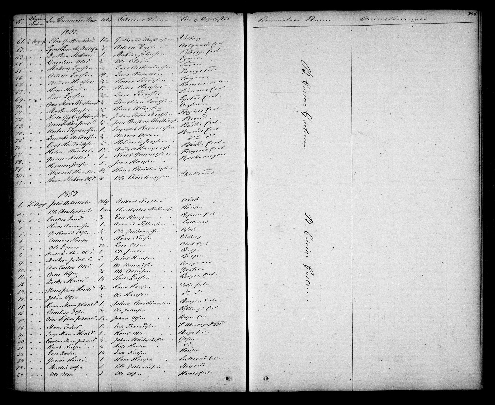 Sørum prestekontor Kirkebøker, SAO/A-10303/F/Fa/L0005: Parish register (official) no. I 5, 1846-1863, p. 308