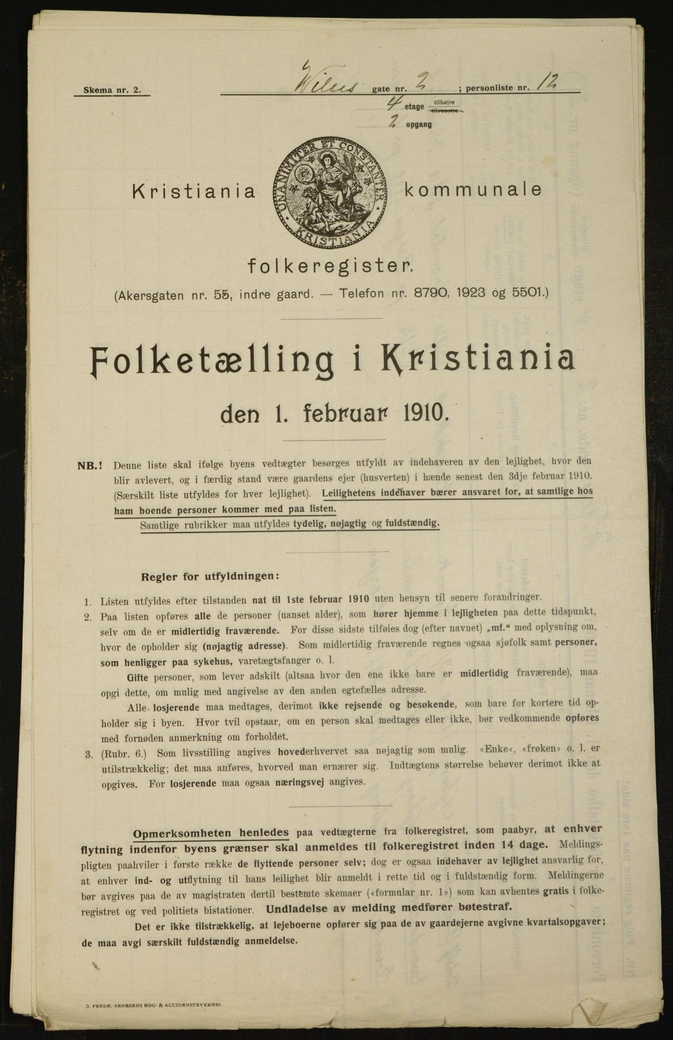 OBA, Municipal Census 1910 for Kristiania, 1910, p. 121643