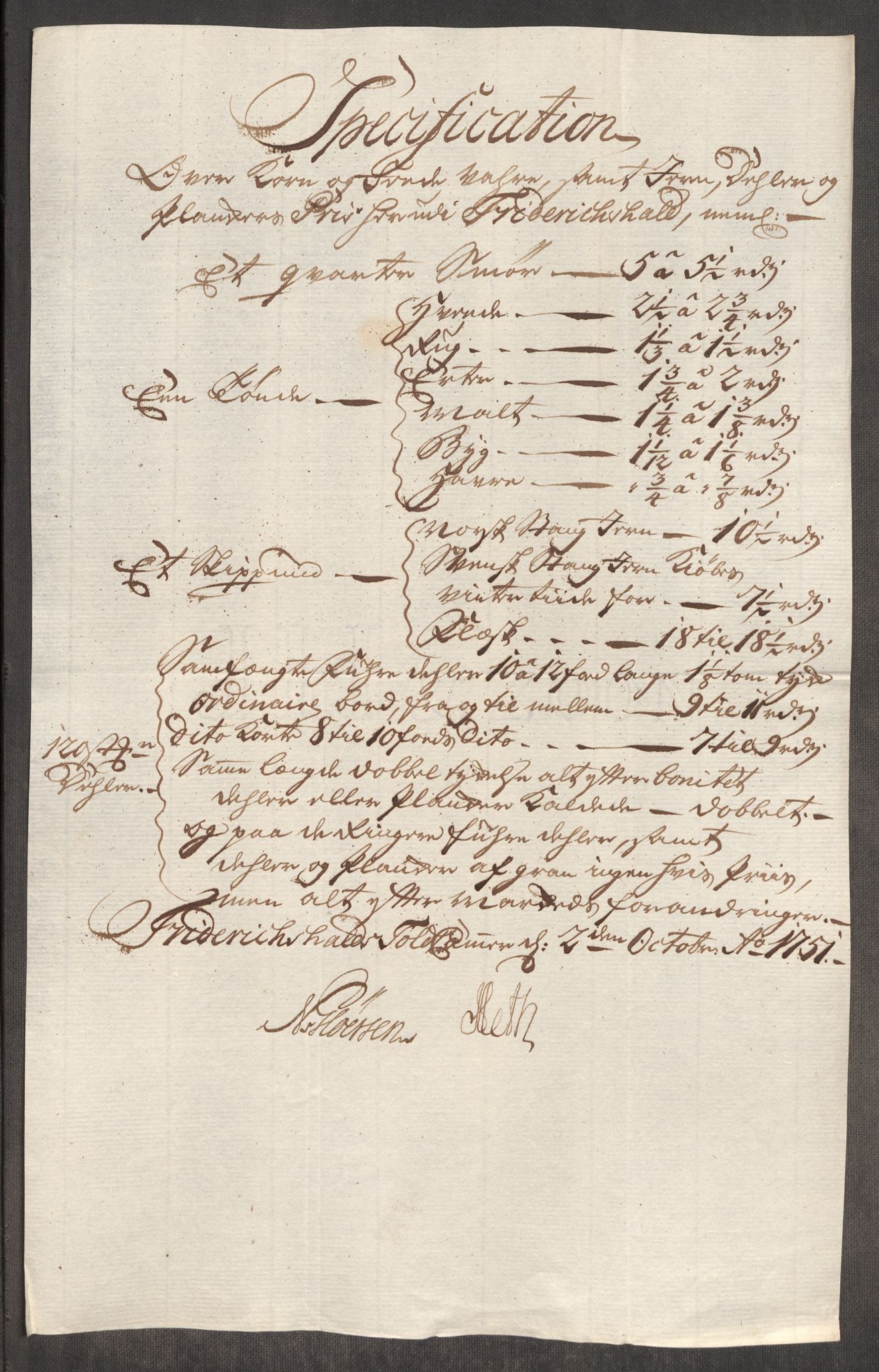 Rentekammeret inntil 1814, Realistisk ordnet avdeling, AV/RA-EA-4070/Oe/L0004: [Ø1]: Priskuranter, 1749-1752, p. 466