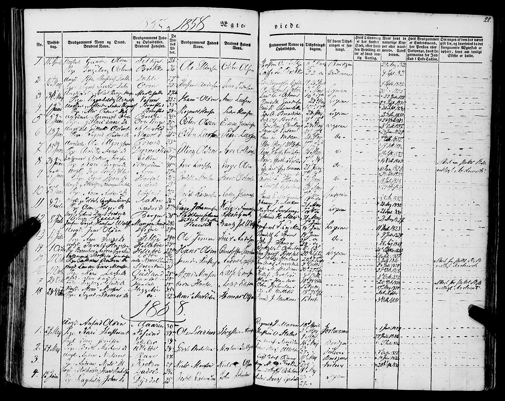 Lavik sokneprestembete, AV/SAB-A-80901: Parish register (official) no. A 3, 1843-1863, p. 22