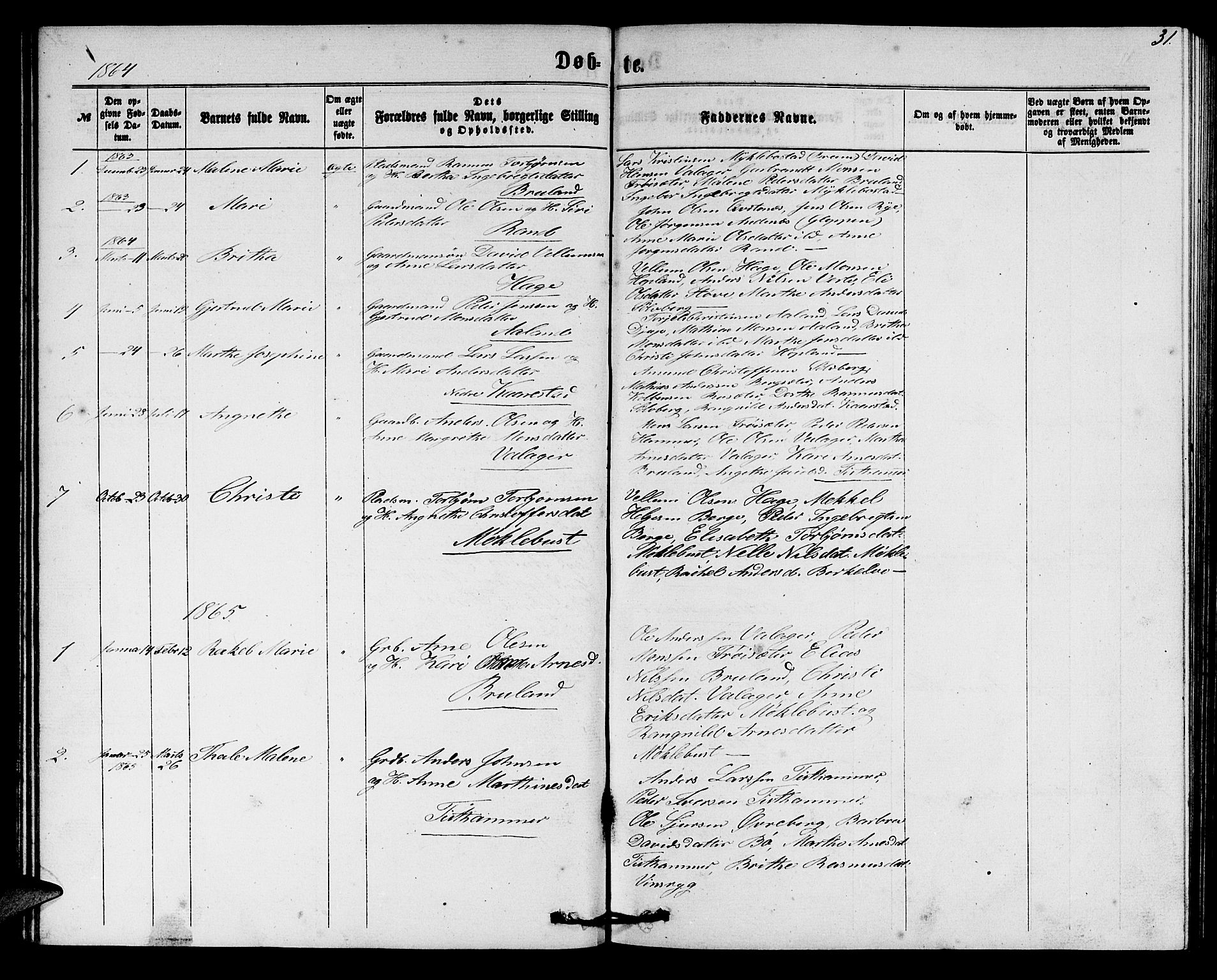 Innvik sokneprestembete, SAB/A-80501: Parish register (copy) no. C 2, 1864-1882, p. 31