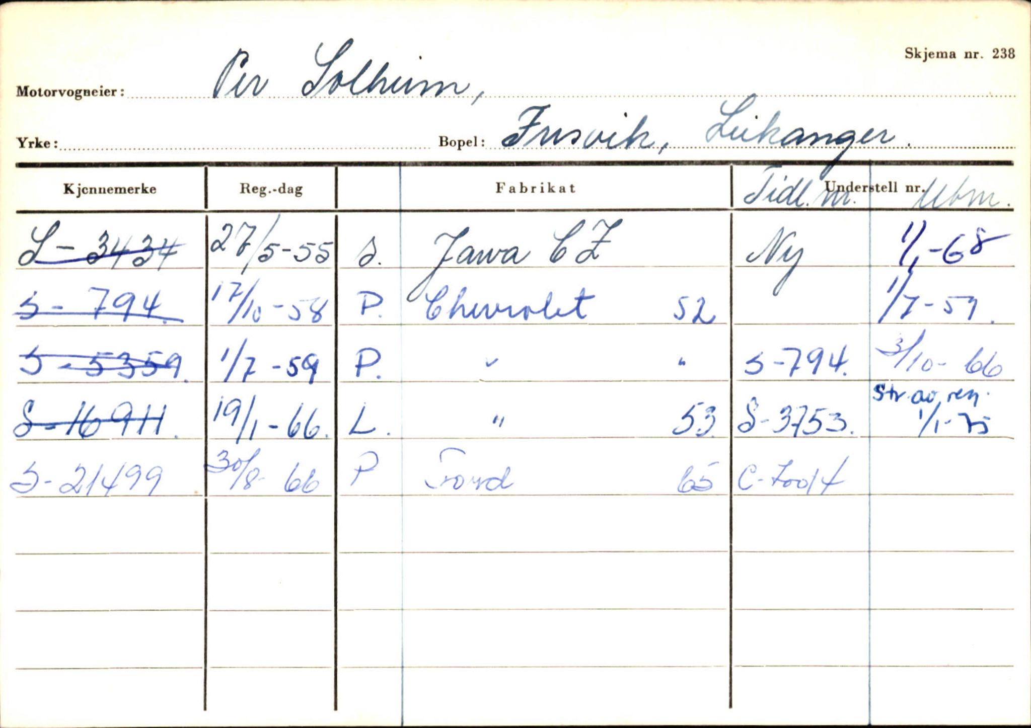 Statens vegvesen, Sogn og Fjordane vegkontor, AV/SAB-A-5301/4/F/L0126: Eigarregister Fjaler M-Å. Leikanger A-Å, 1945-1975, p. 2140