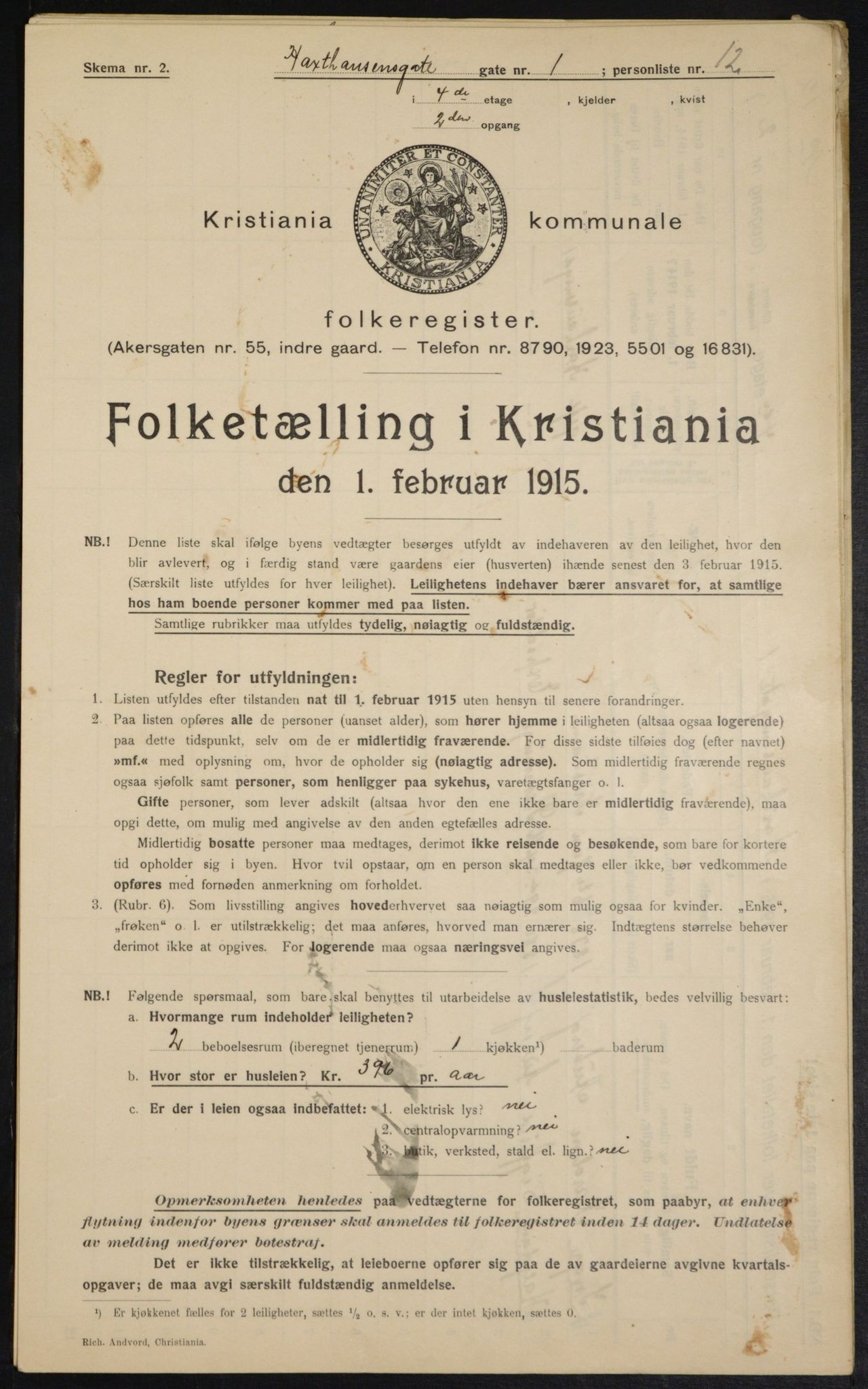 OBA, Municipal Census 1915 for Kristiania, 1915, p. 35103