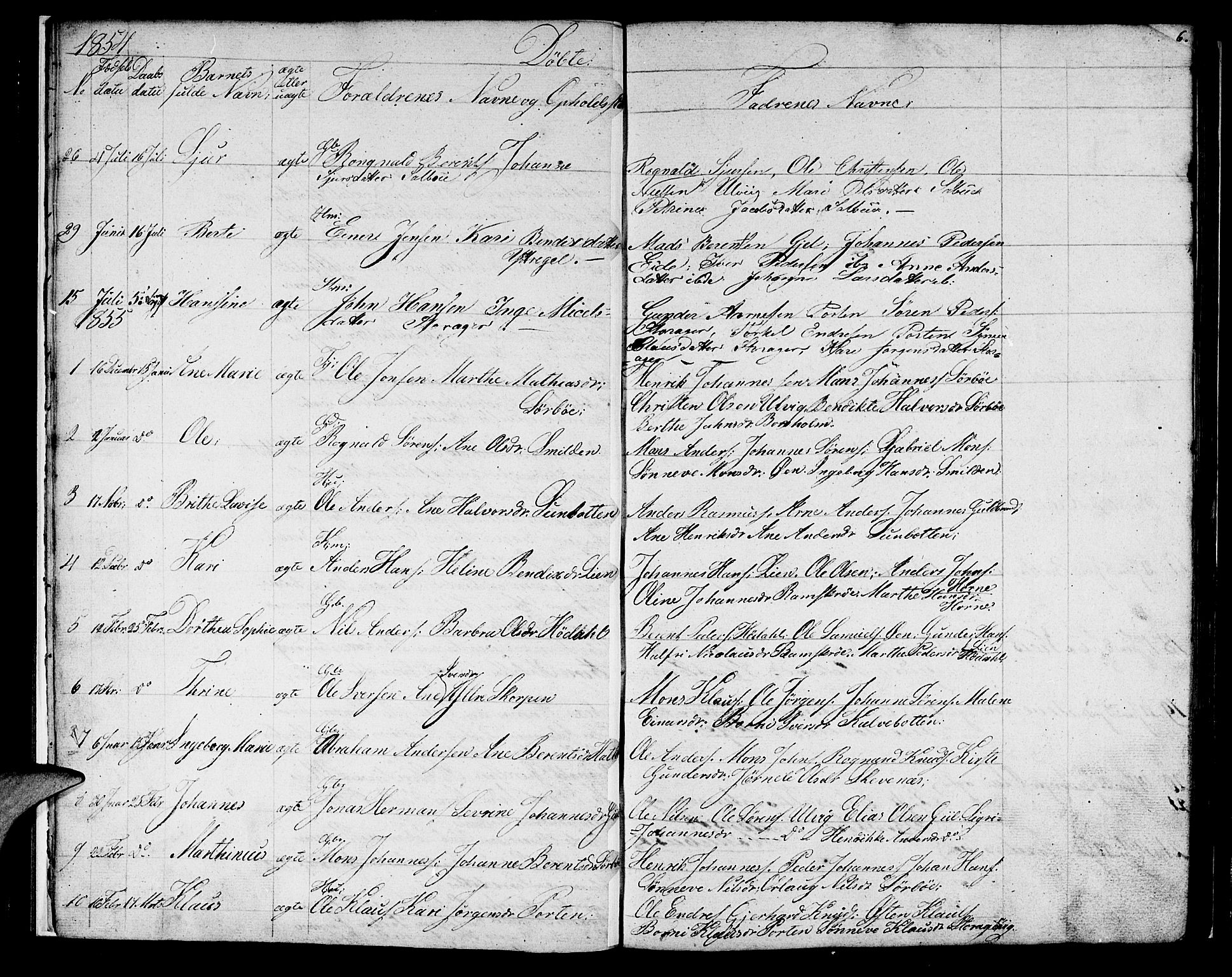 Hyllestad sokneprestembete, AV/SAB-A-80401: Parish register (copy) no. C 1, 1853-1873, p. 6