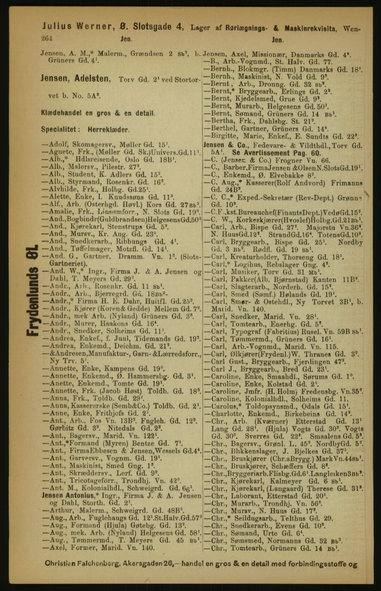 Kristiania/Oslo adressebok, PUBL/-, 1891, p. 264