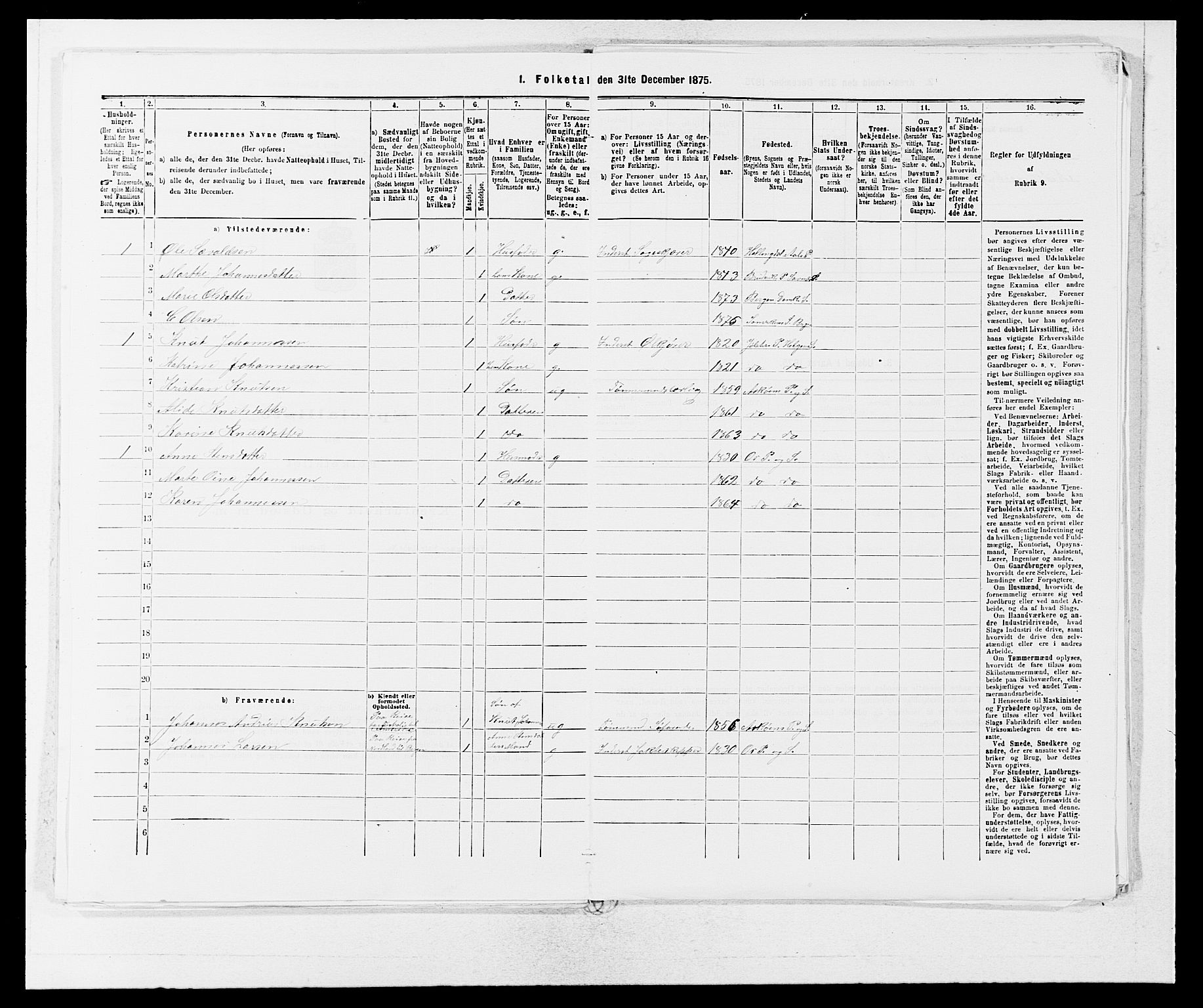 SAB, 1875 census for 1247P Askøy, 1875, p. 1091