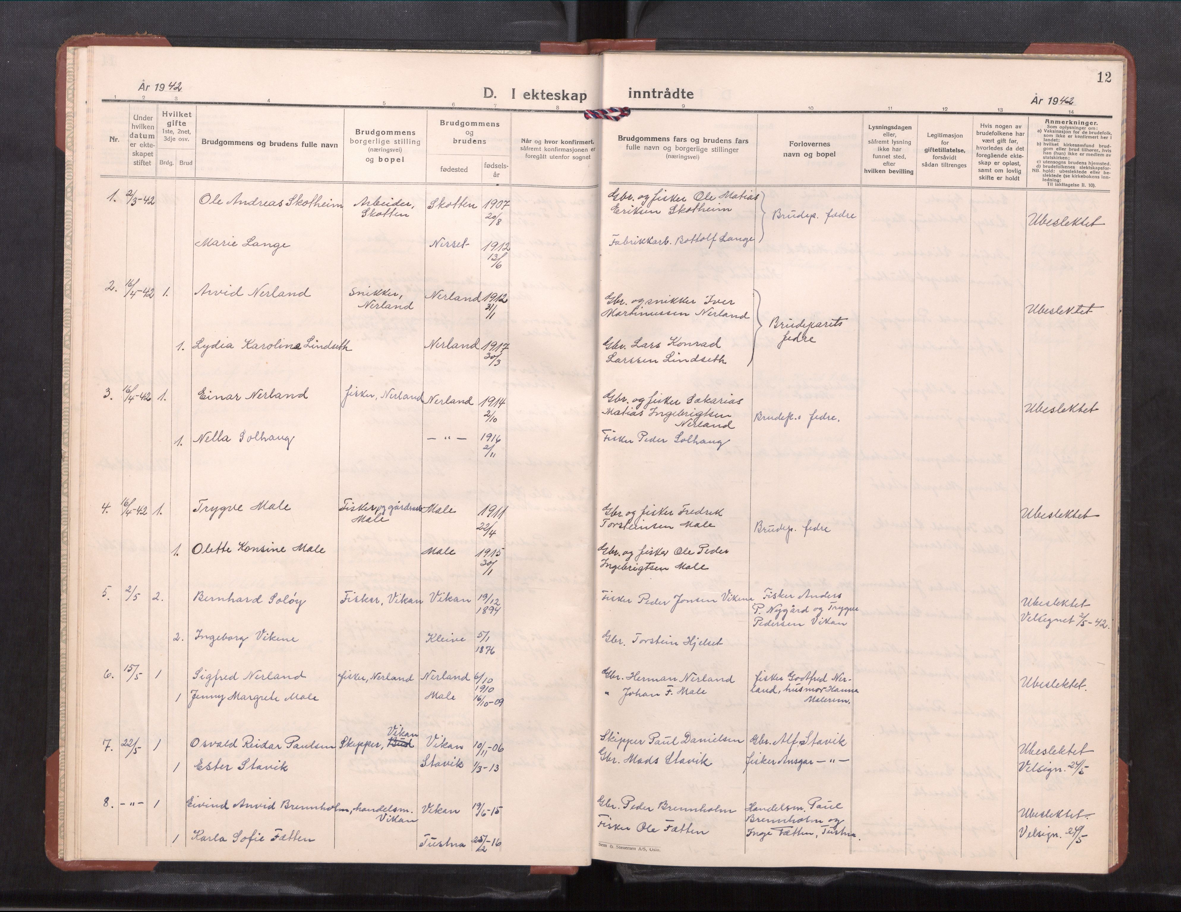 Ministerialprotokoller, klokkerbøker og fødselsregistre - Møre og Romsdal, AV/SAT-A-1454/567/L0787: Parish register (copy) no. 567---, 1939-1954, p. 12