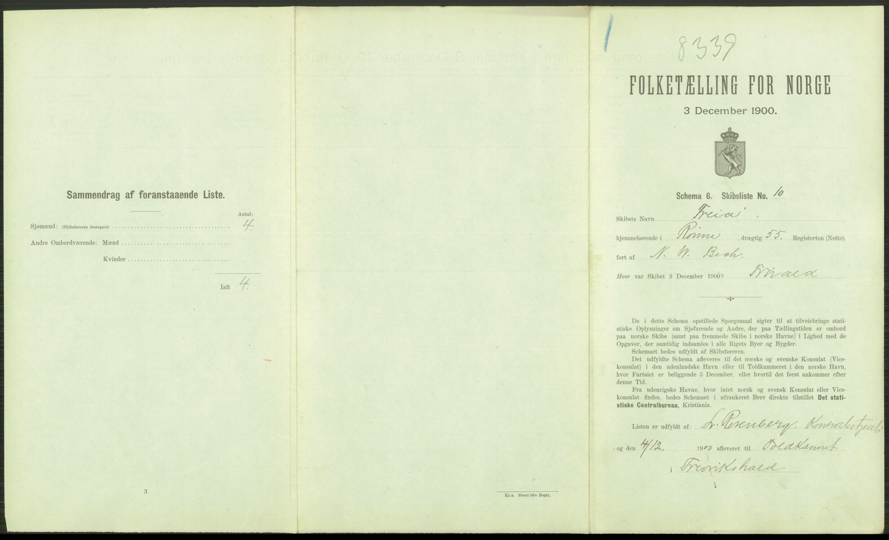 RA, 1900 Census - ship lists from ships in Norwegian harbours, harbours abroad and at sea, 1900, p. 21
