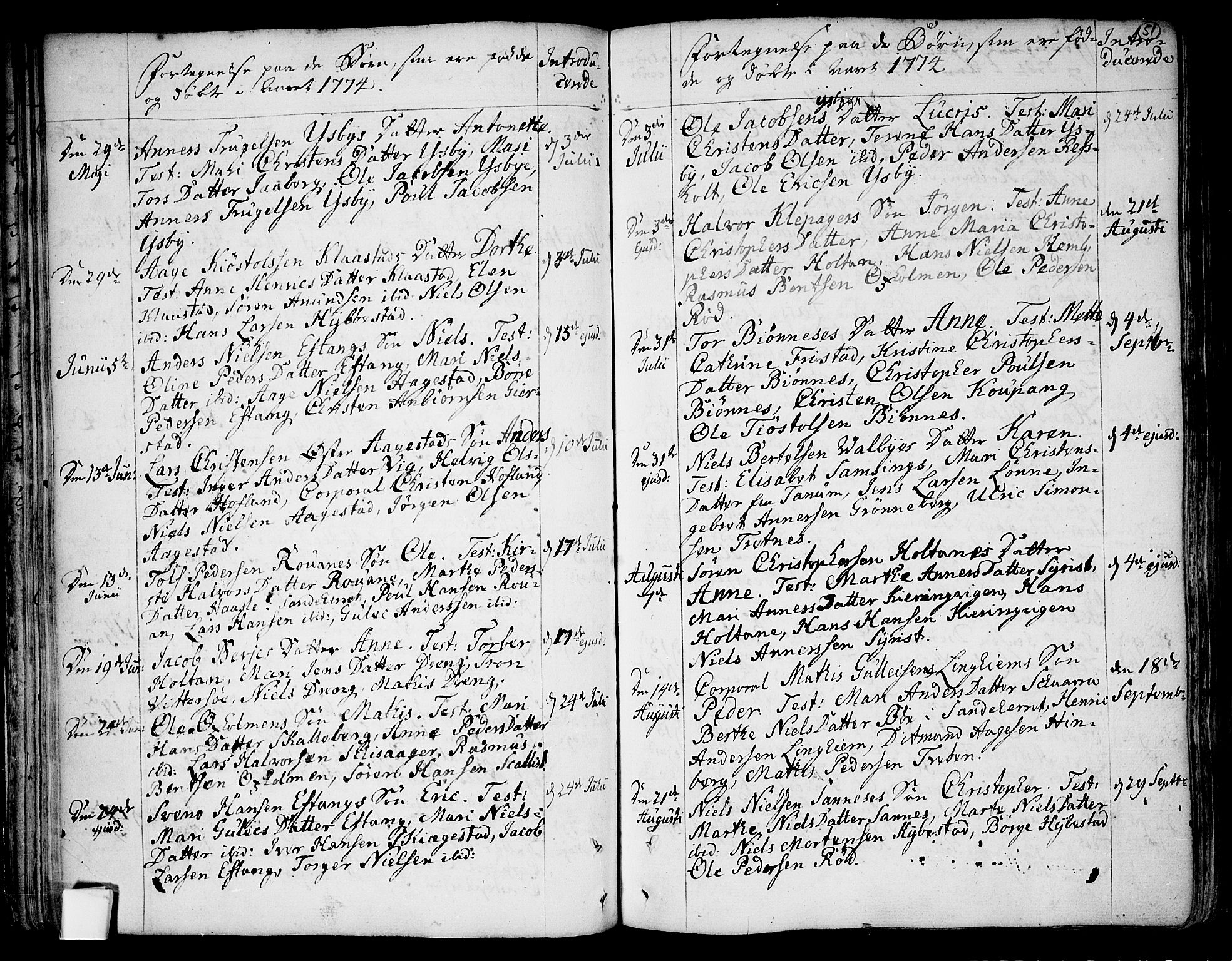 Tjølling kirkebøker, SAKO/A-60/F/Fa/L0003: Parish register (official) no. 3, 1735-1778, p. 51
