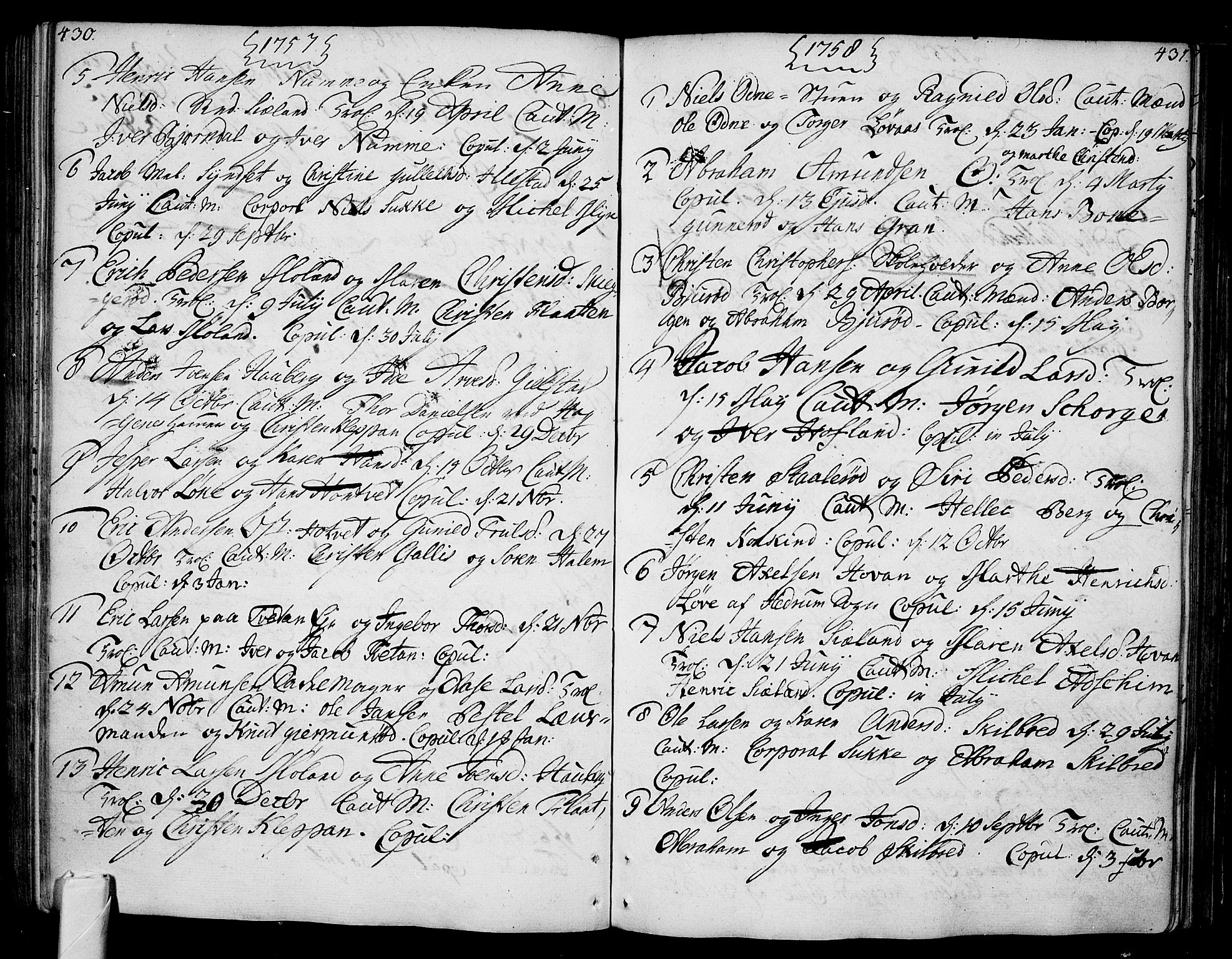 Andebu kirkebøker, AV/SAKO-A-336/F/Fa/L0002: Parish register (official) no. 2, 1733-1802, p. 430-431