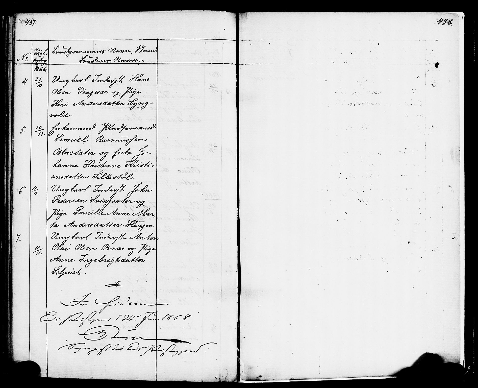 Hornindal sokneprestembete, AV/SAB-A-82401/H/Haa/Haaa/L0001: Parish register (official) no. A 1, 1837-1866, p. 436-437