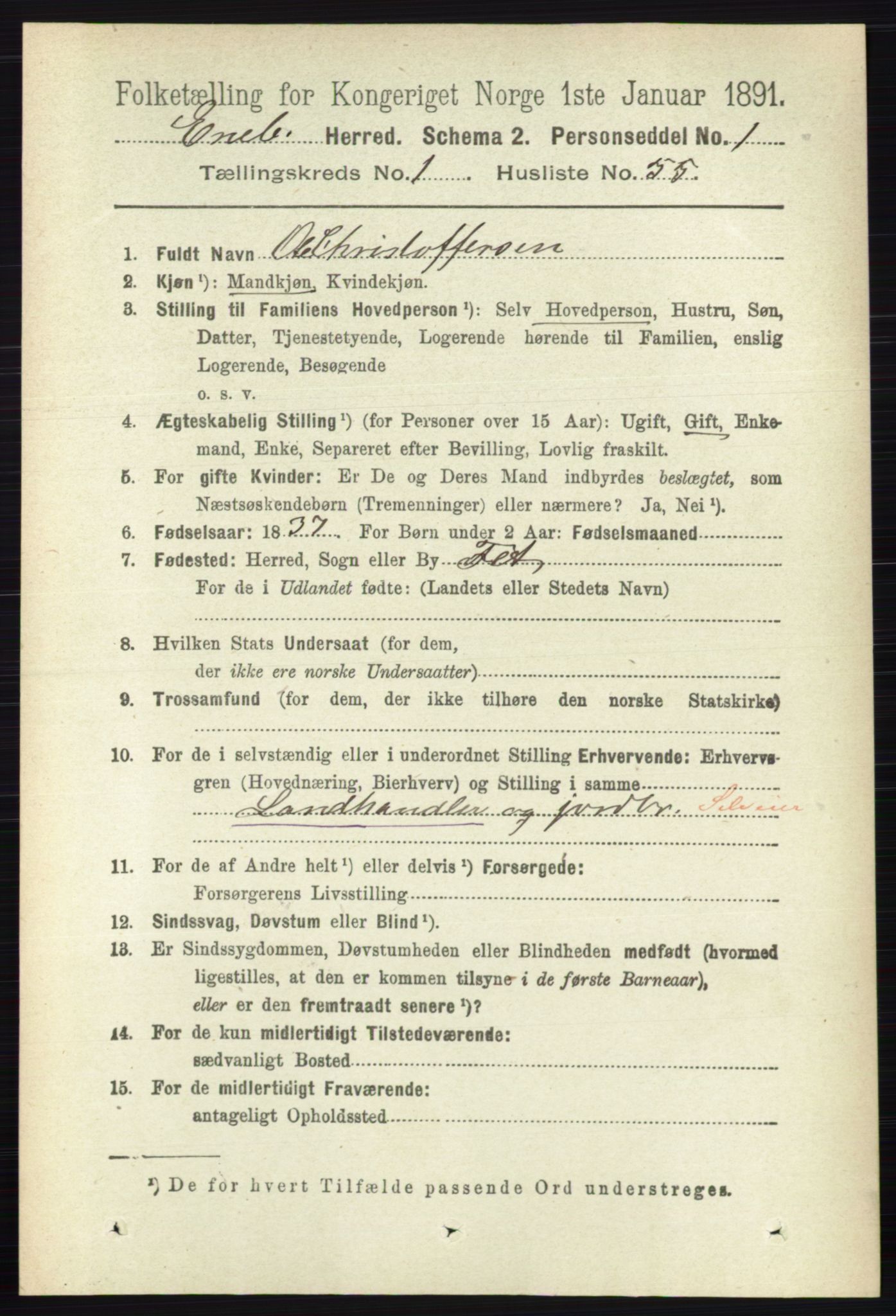 RA, 1891 census for 0229 Enebakk, 1891, p. 402