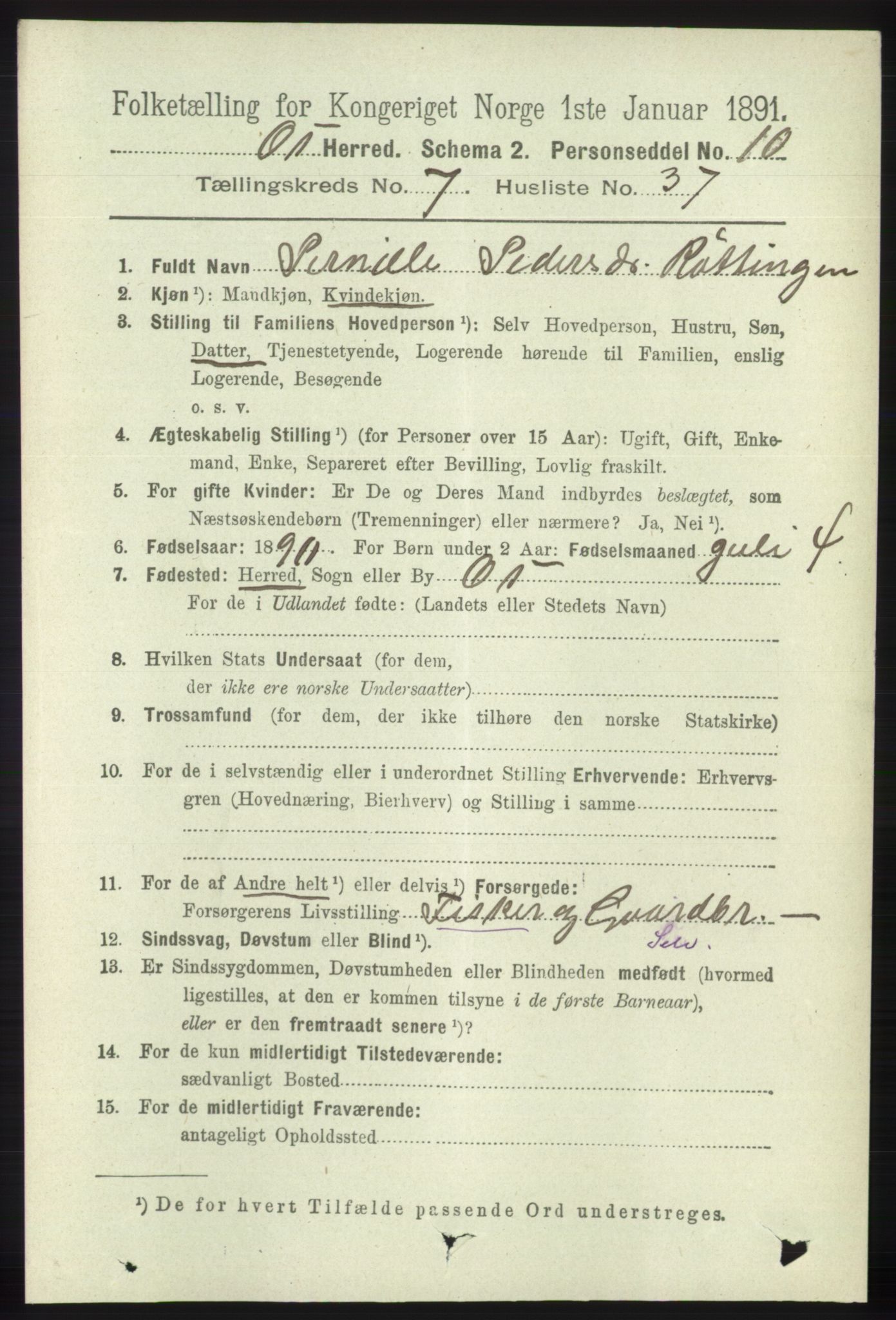 RA, 1891 census for 1243 Os, 1891, p. 1824