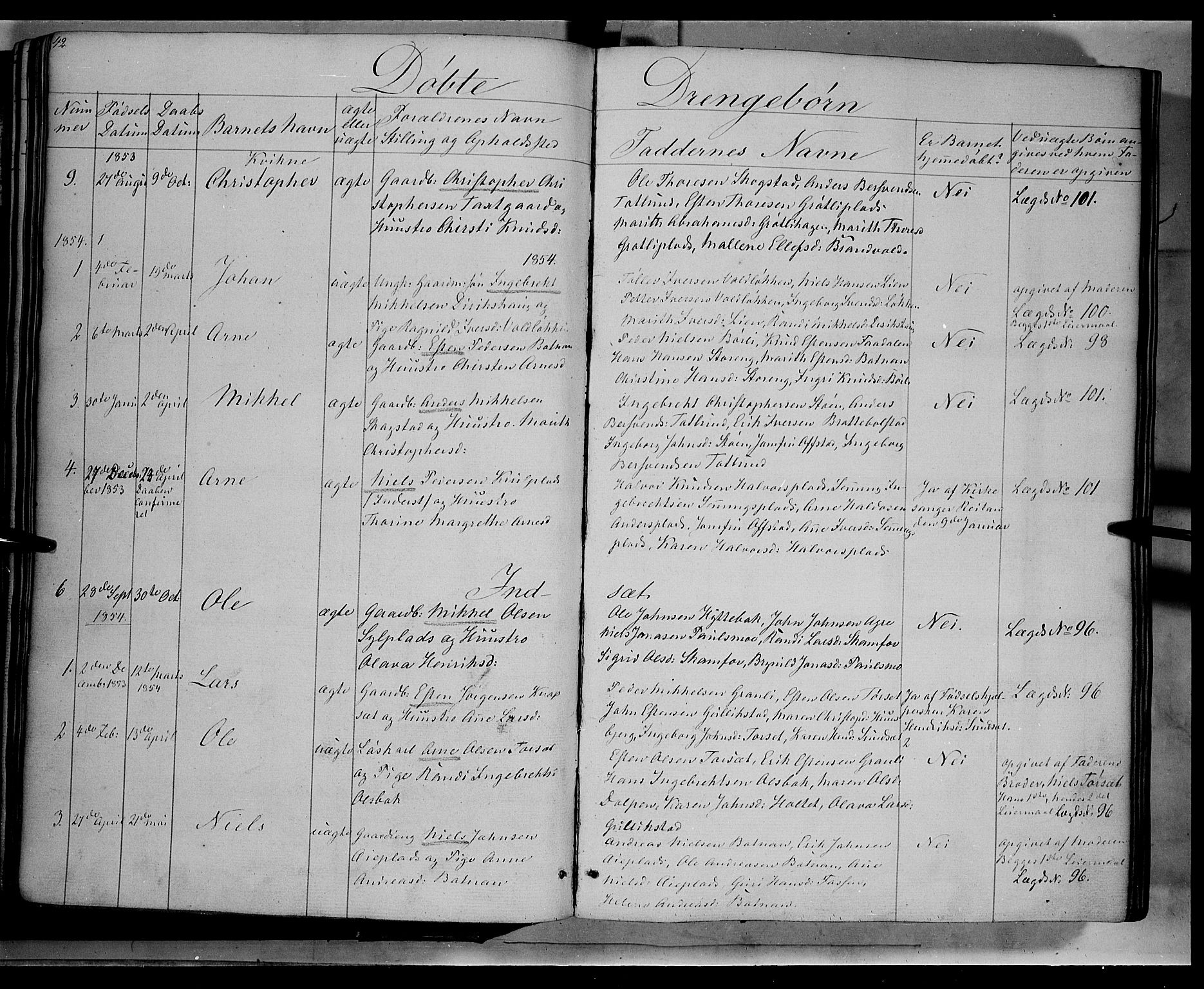 Kvikne prestekontor, SAH/PREST-064/H/Ha/Haa/L0005: Parish register (official) no. 5, 1841-1862, p. 42