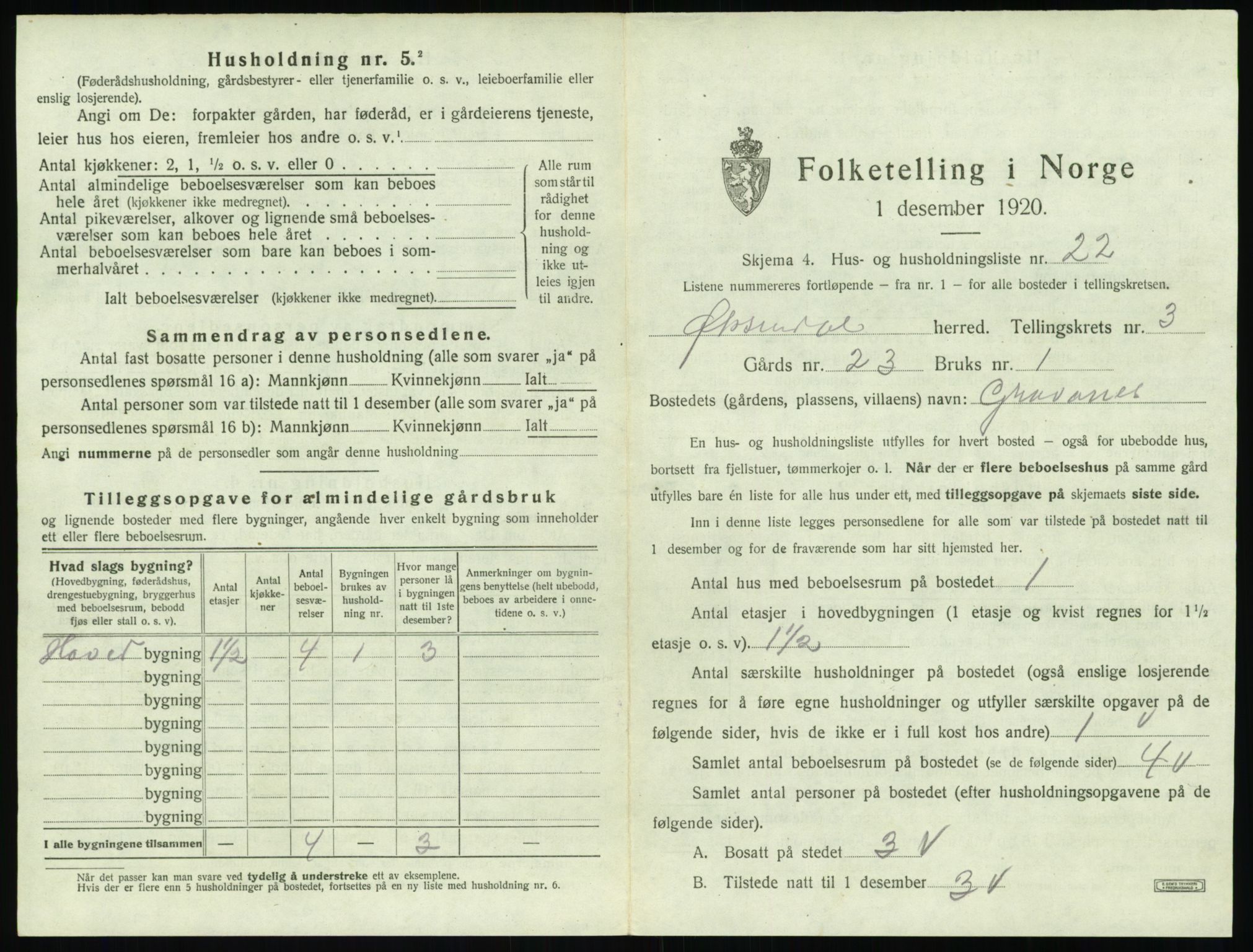 SAT, 1920 census for Øksendal, 1920, p. 221