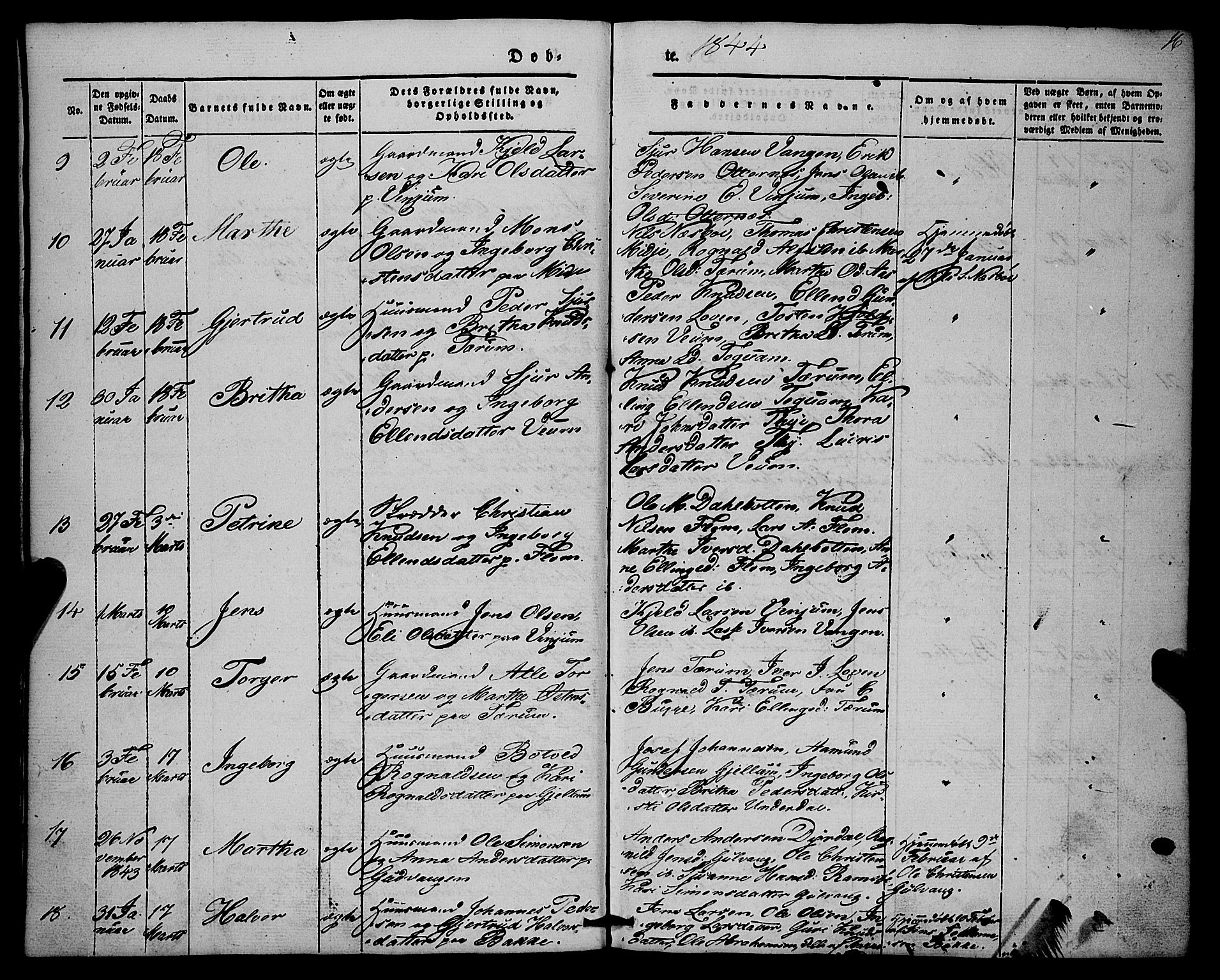Aurland sokneprestembete, SAB/A-99937/H/Ha/Haa/L0007: Parish register (official) no. A 7, 1842-1853, p. 16