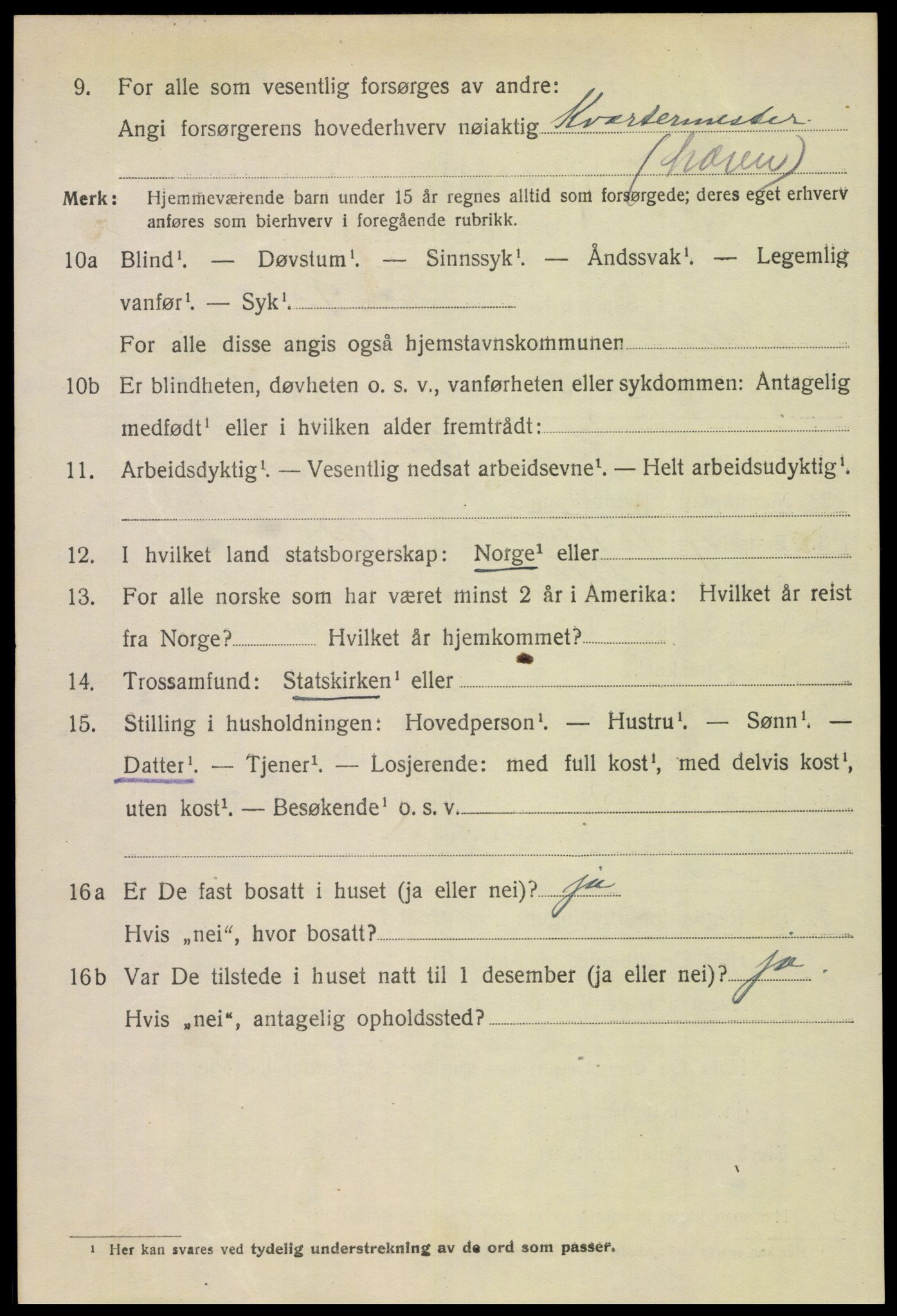 SAH, 1920 census for Lillehammer, 1920, p. 12361