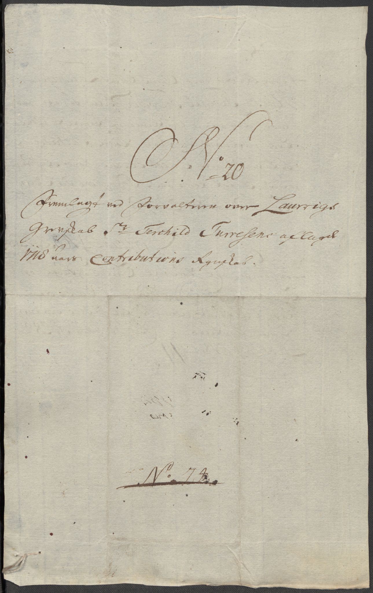 Rentekammeret inntil 1814, Reviderte regnskaper, Fogderegnskap, RA/EA-4092/R33/L1988: Fogderegnskap Larvik grevskap, 1718, p. 296