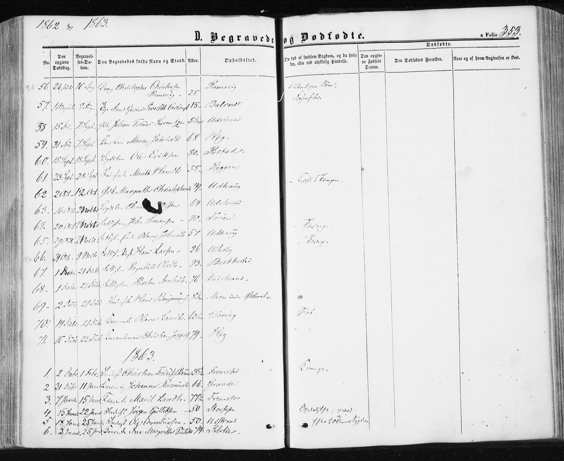 Ministerialprotokoller, klokkerbøker og fødselsregistre - Sør-Trøndelag, AV/SAT-A-1456/659/L0737: Parish register (official) no. 659A07, 1857-1875, p. 353