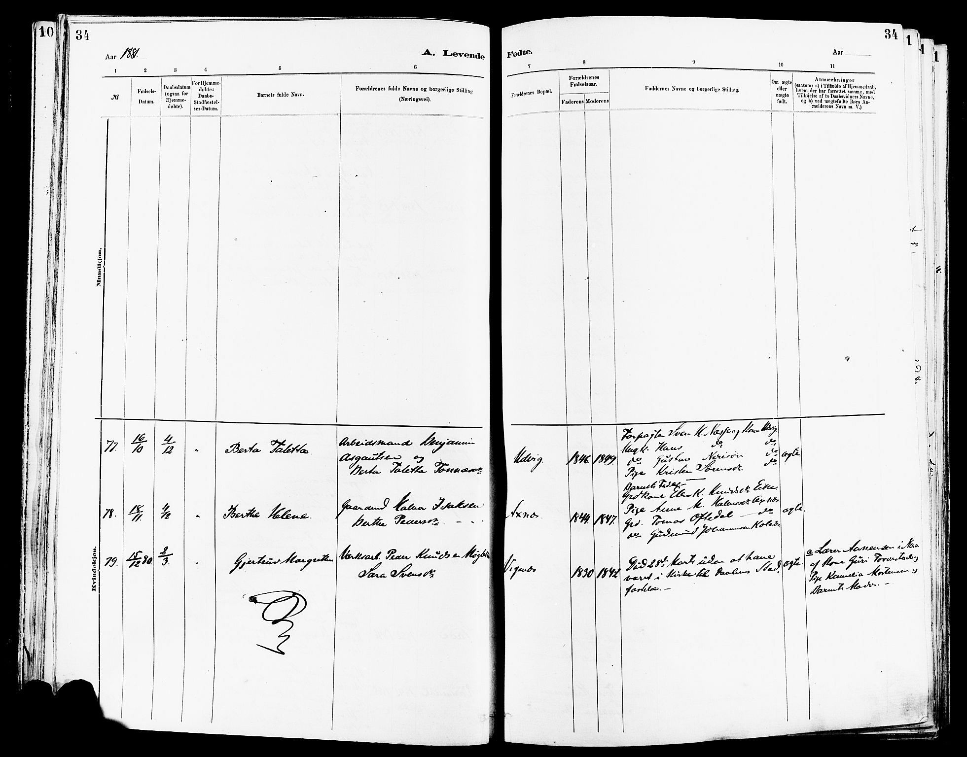 Avaldsnes sokneprestkontor, AV/SAST-A -101851/H/Ha/Haa/L0014: Parish register (official) no. A 14, 1880-1889, p. 34