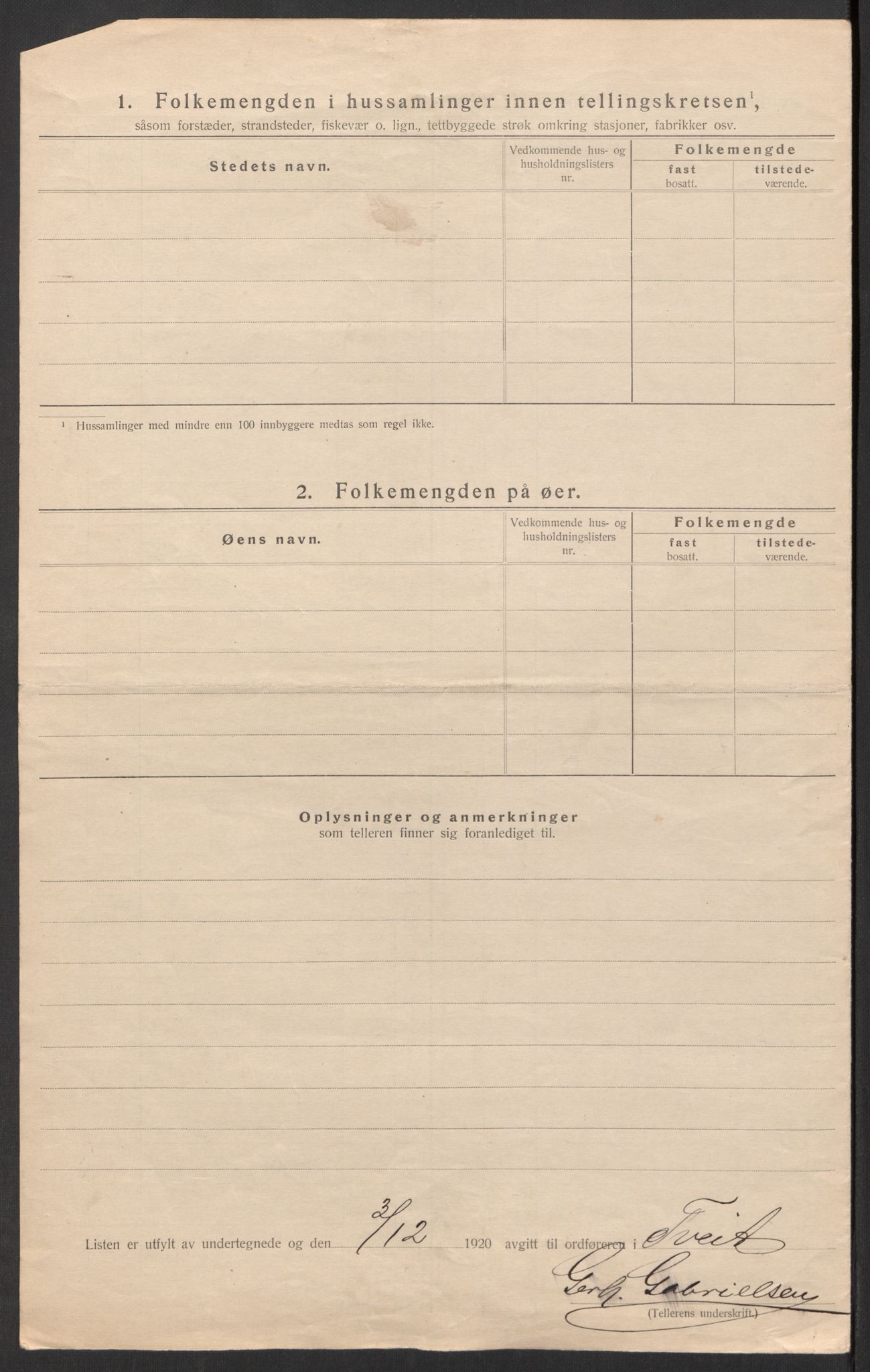 SAK, 1920 census for Tveit, 1920, p. 22