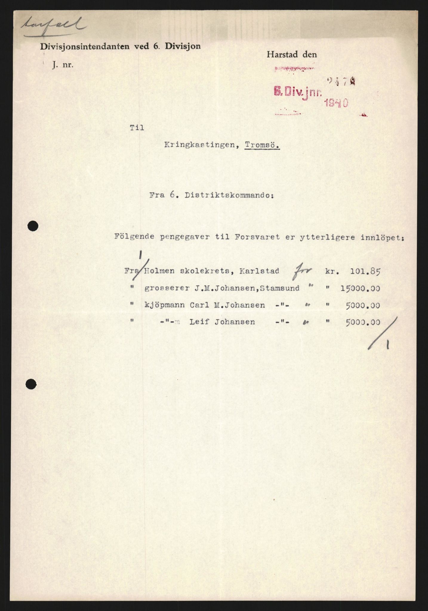 Forsvaret, Forsvarets krigshistoriske avdeling, AV/RA-RAFA-2017/Y/Yb/L0123: II-C-11-600  -  6. Divisjon med avdelinger, 1940, p. 493