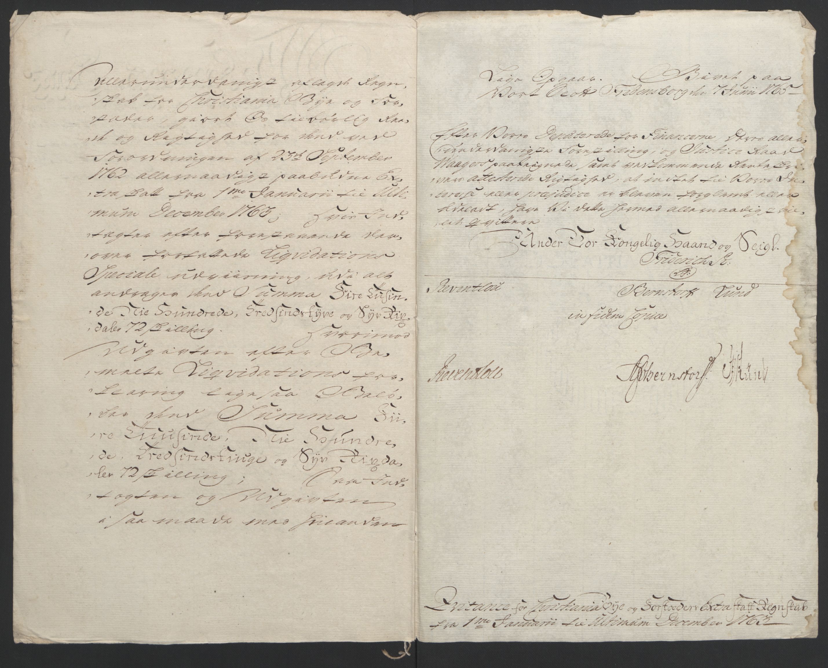 Rentekammeret inntil 1814, Reviderte regnskaper, Byregnskaper, AV/RA-EA-4066/R/Re/L0072/0001: [E13] Kontribusjonsregnskap / Ekstraskatt, 1763-1764, p. 7