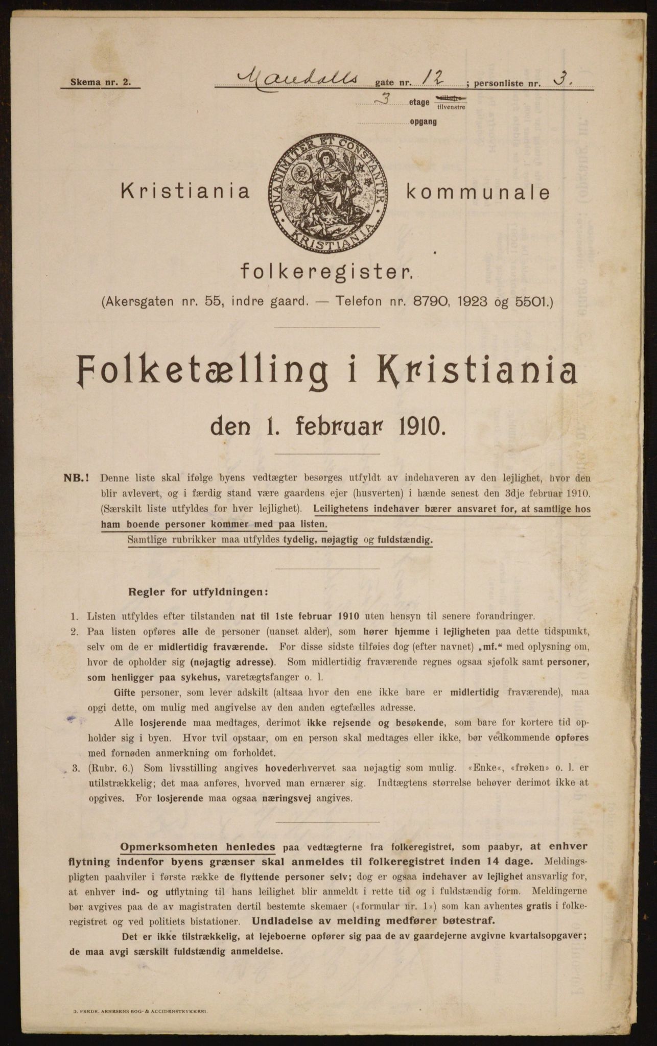 OBA, Municipal Census 1910 for Kristiania, 1910, p. 58365