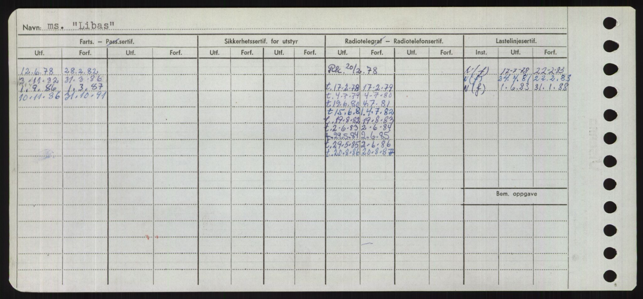 Sjøfartsdirektoratet med forløpere, Skipsmålingen, RA/S-1627/H/Hd/L0023: Fartøy, Lia-Løv, p. 8