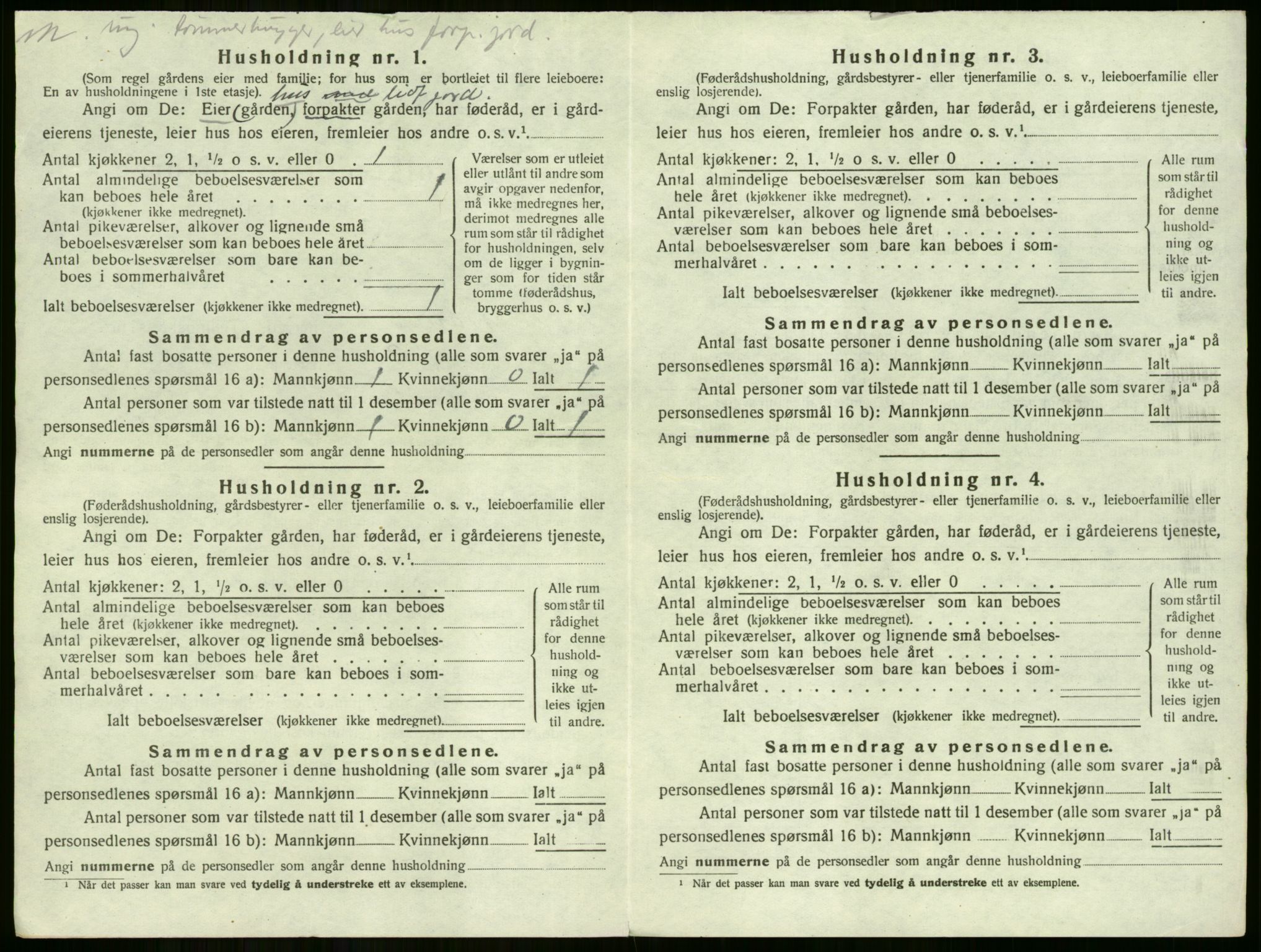 SAKO, 1920 census for Tyristrand, 1920, p. 249