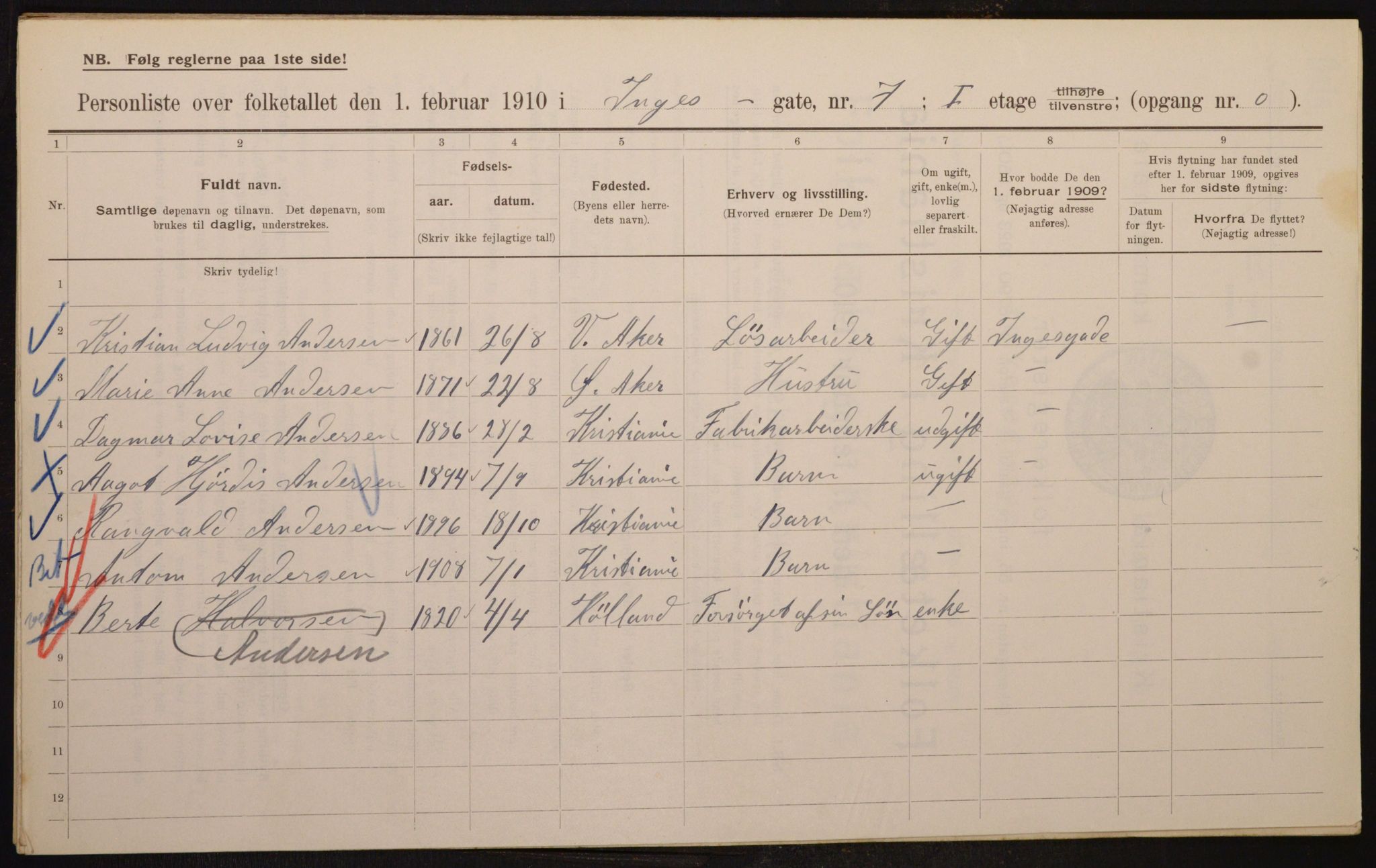 OBA, Municipal Census 1910 for Kristiania, 1910, p. 42957