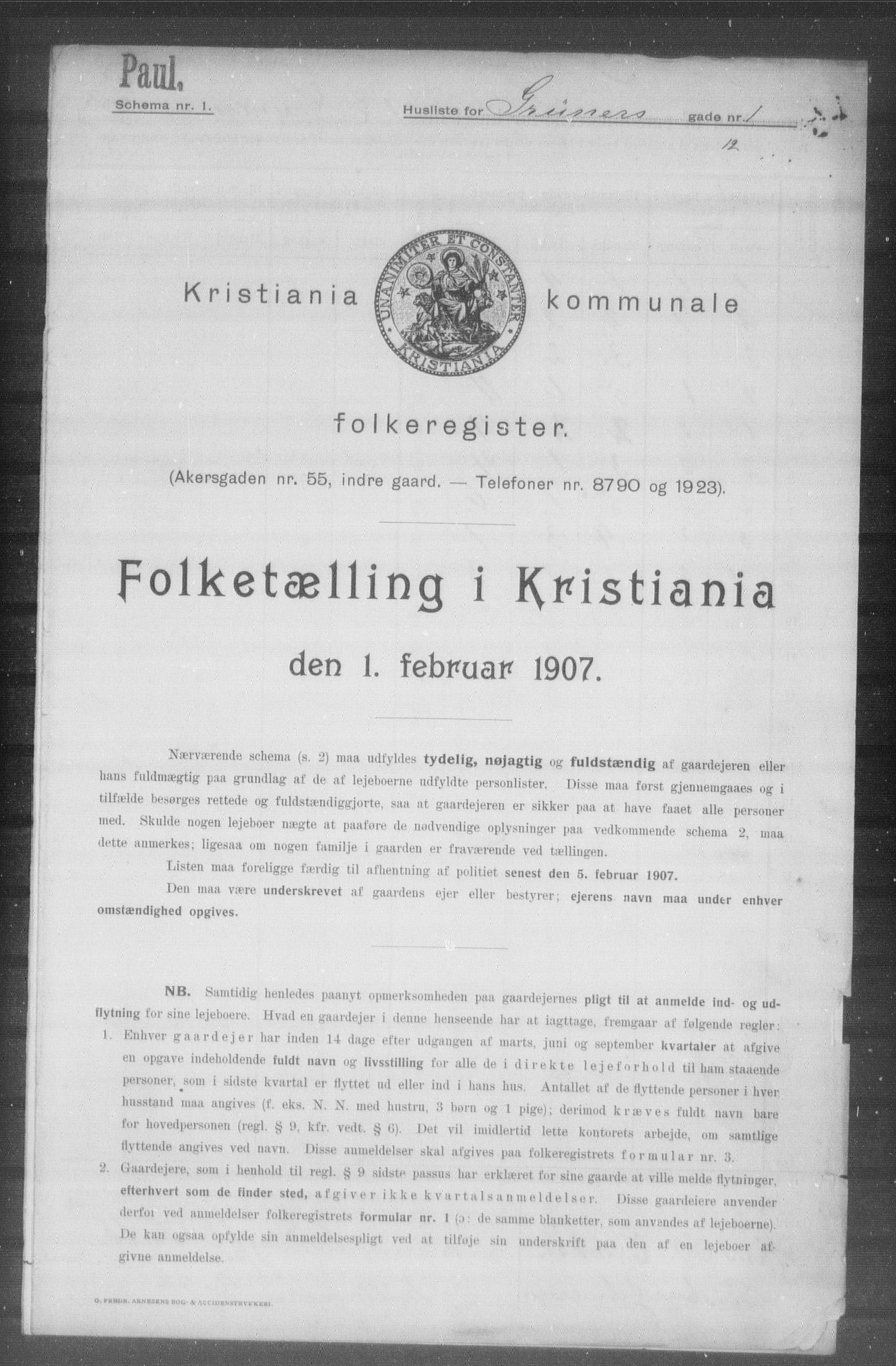 OBA, Municipal Census 1907 for Kristiania, 1907, p. 15568