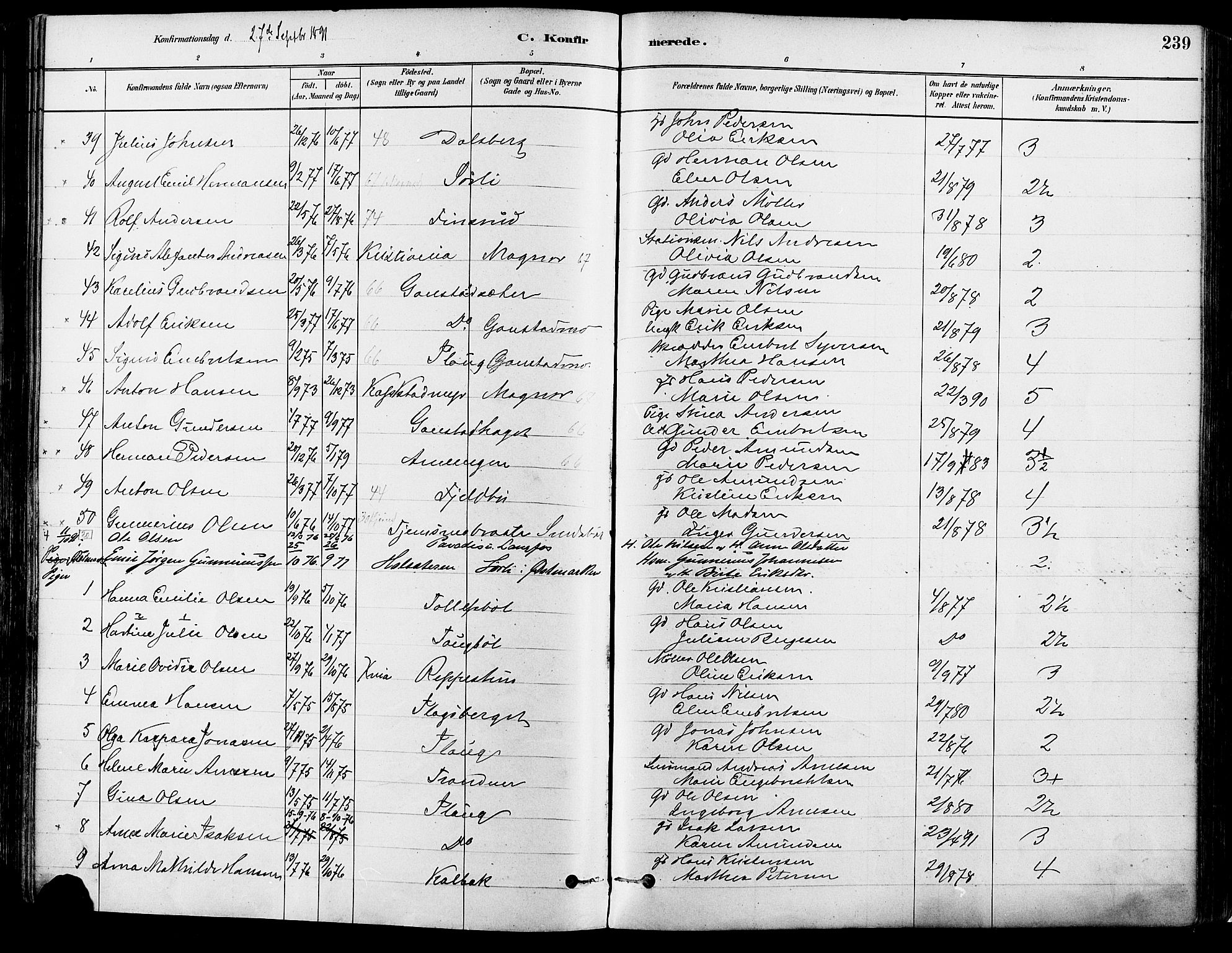 Eidskog prestekontor, AV/SAH-PREST-026/H/Ha/Haa/L0003: Parish register (official) no. 3, 1879-1892, p. 239