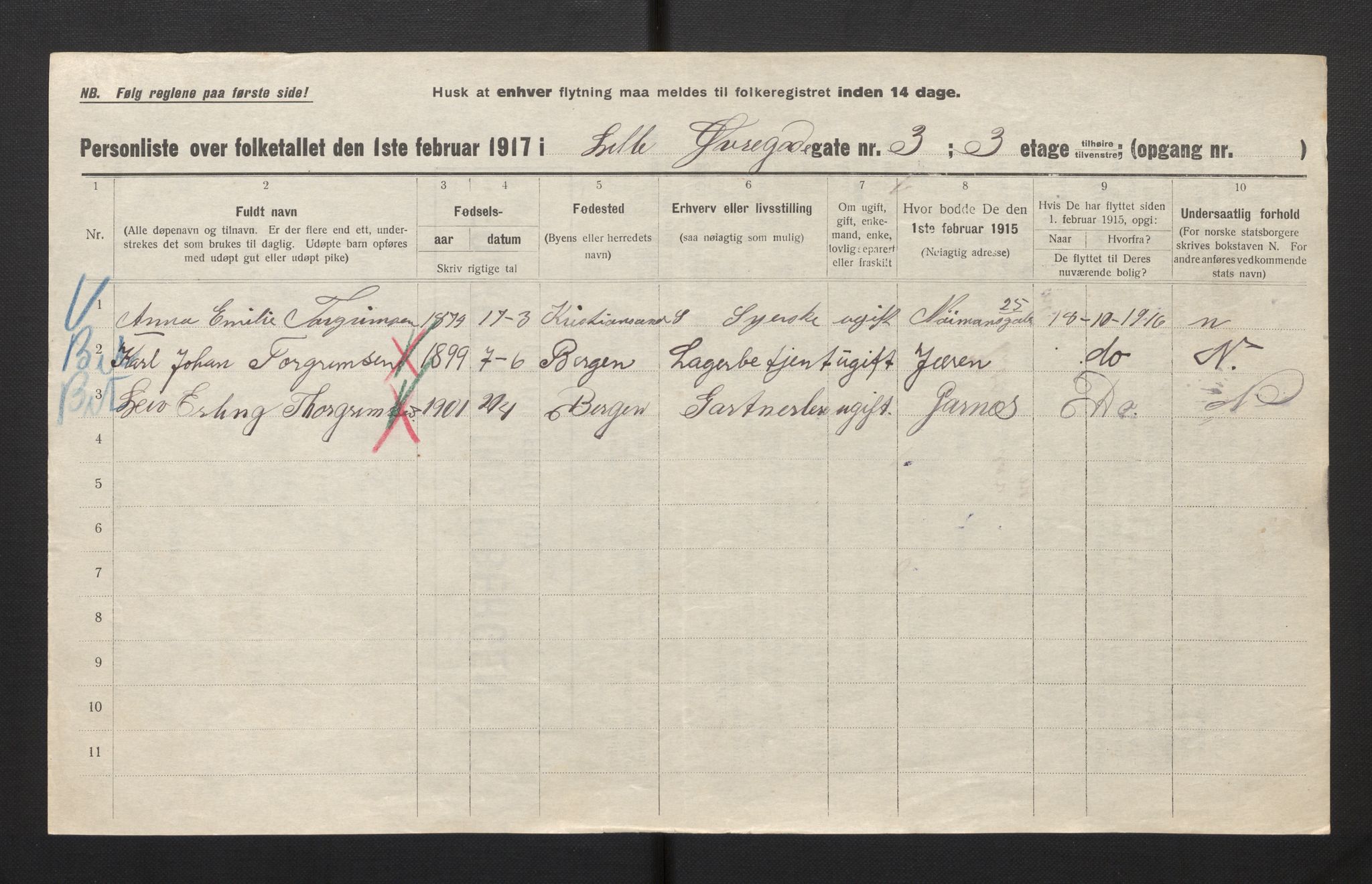 SAB, Municipal Census 1917 for Bergen, 1917, p. 45867