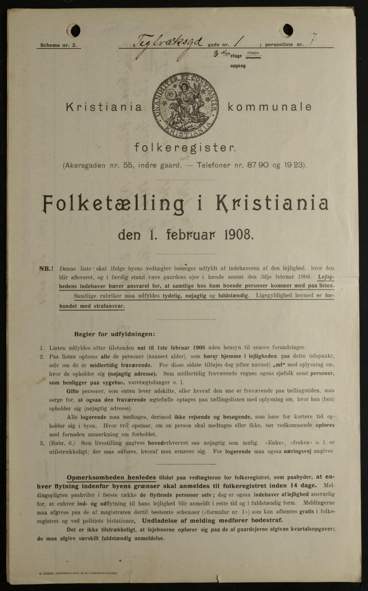 OBA, Municipal Census 1908 for Kristiania, 1908, p. 96469