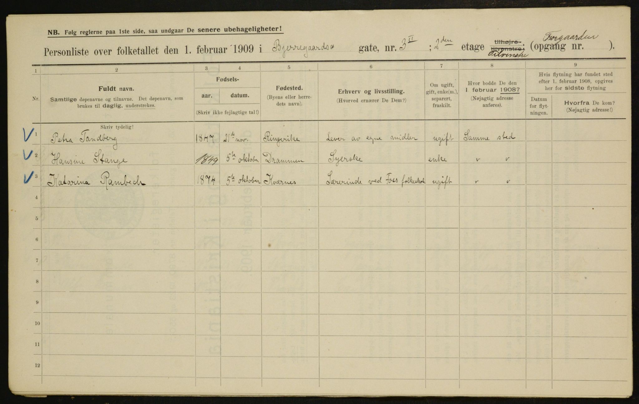 OBA, Municipal Census 1909 for Kristiania, 1909, p. 5141