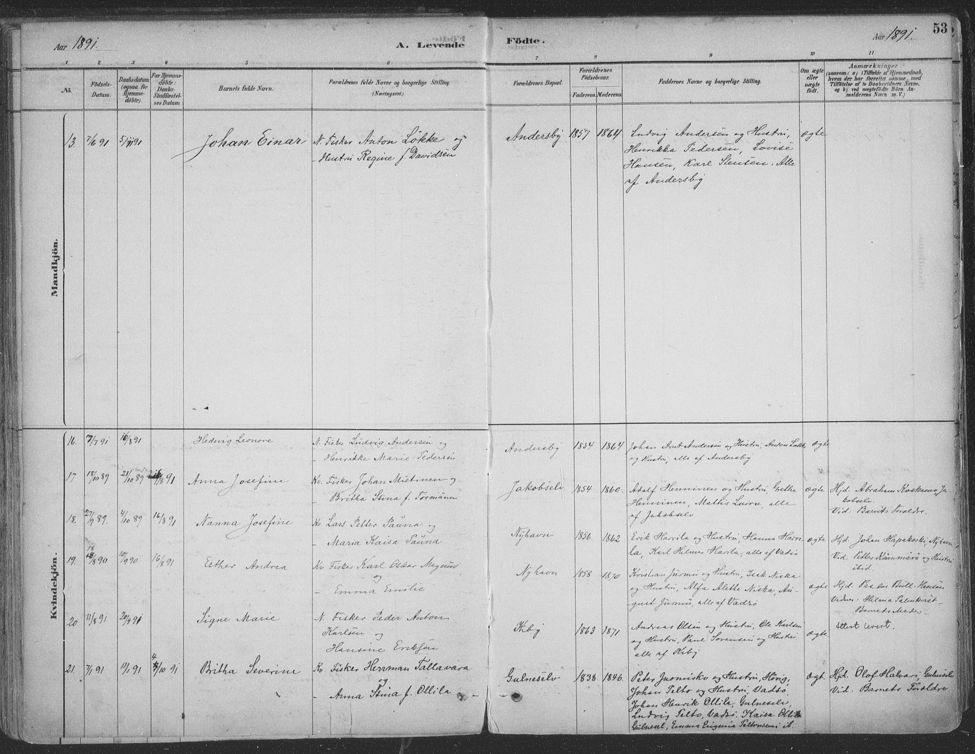 Vadsø sokneprestkontor, SATØ/S-1325/H/Ha/L0009kirke: Parish register (official) no. 9, 1881-1917, p. 53